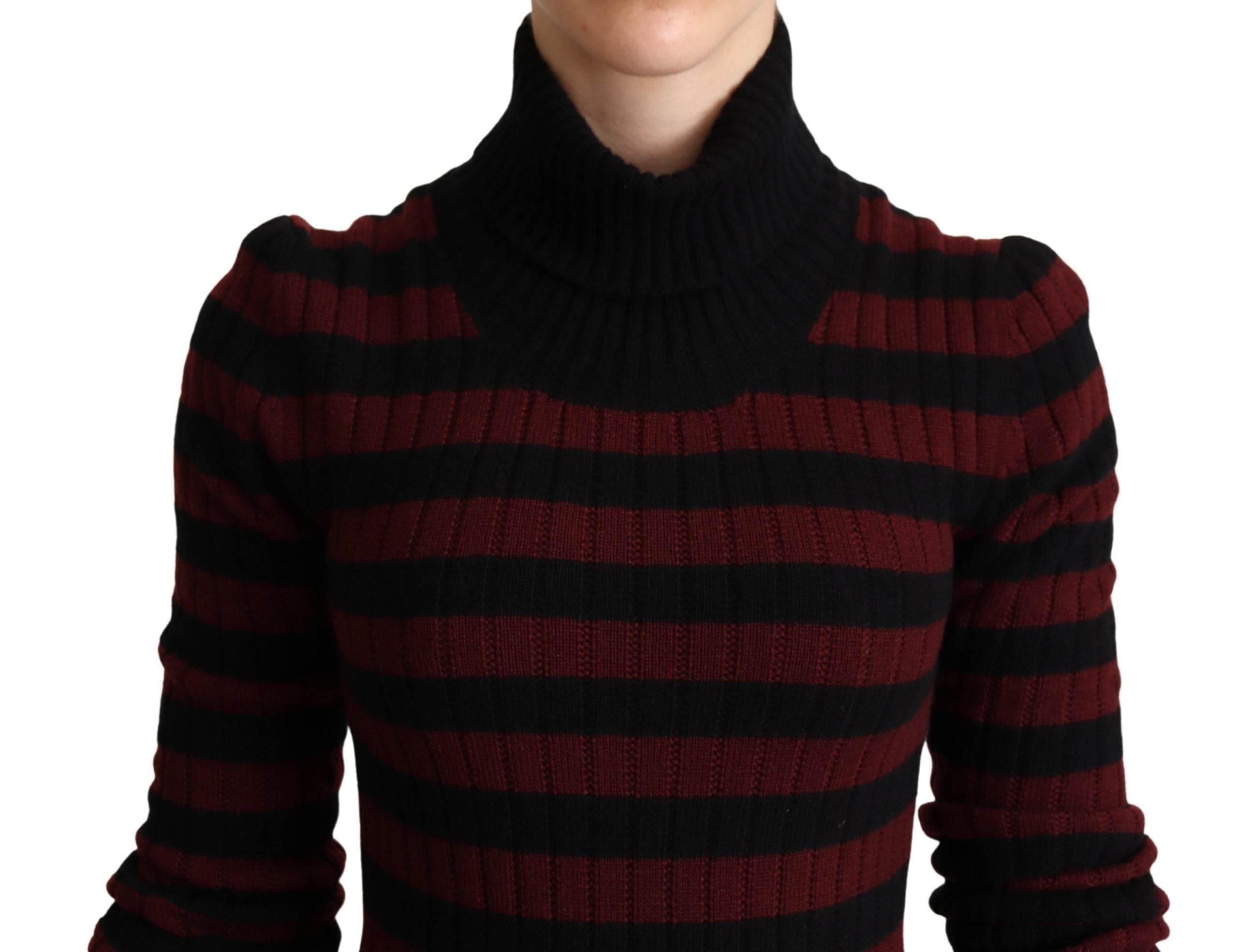 Dolce & Gabbana Black Red Striped Wool Pullover Sweater - Hilstor