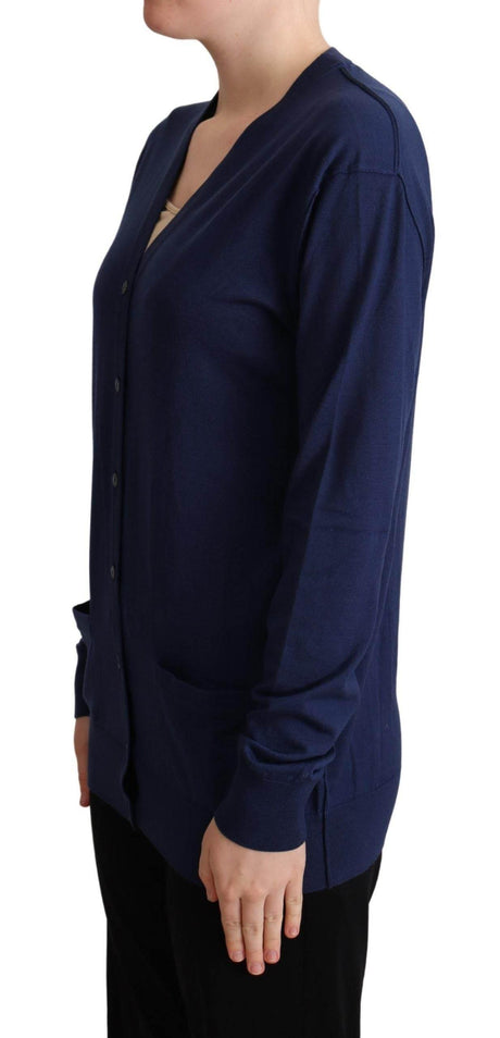 Dolce & Gabbana Blue Virgin Wool Button Down Cardigan Sweater - Hilstor