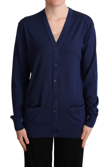 Dolce & Gabbana Blue Virgin Wool Button Down Cardigan Sweater - Hilstor