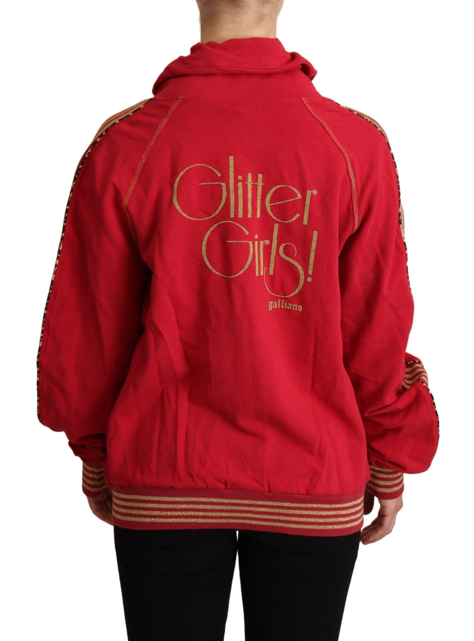 John Galliano Red Full Zip Jacket Sweatshirt Hooded Sweater - Hilstor