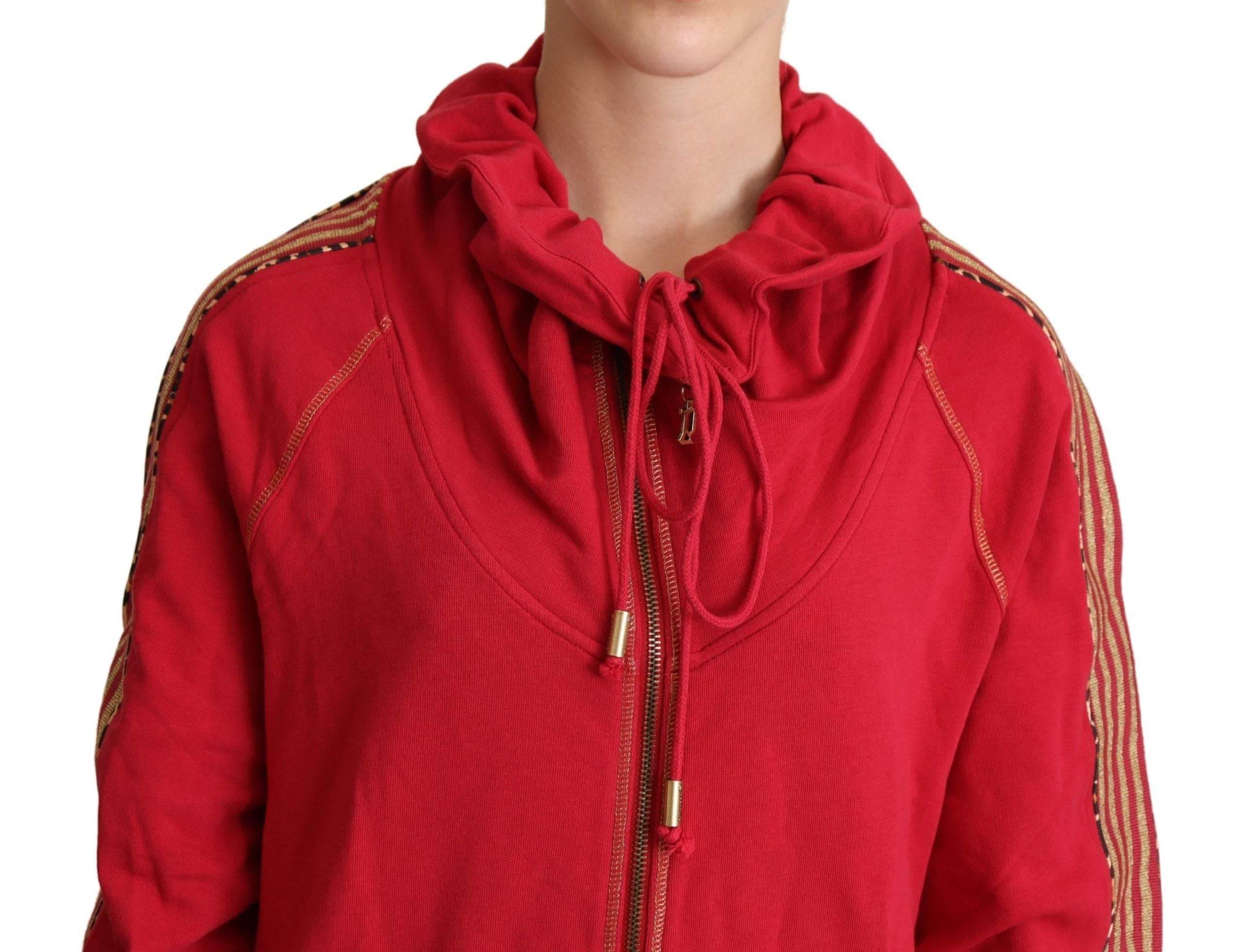 John Galliano Red Full Zip Jacket Sweatshirt Hooded Sweater - Hilstor