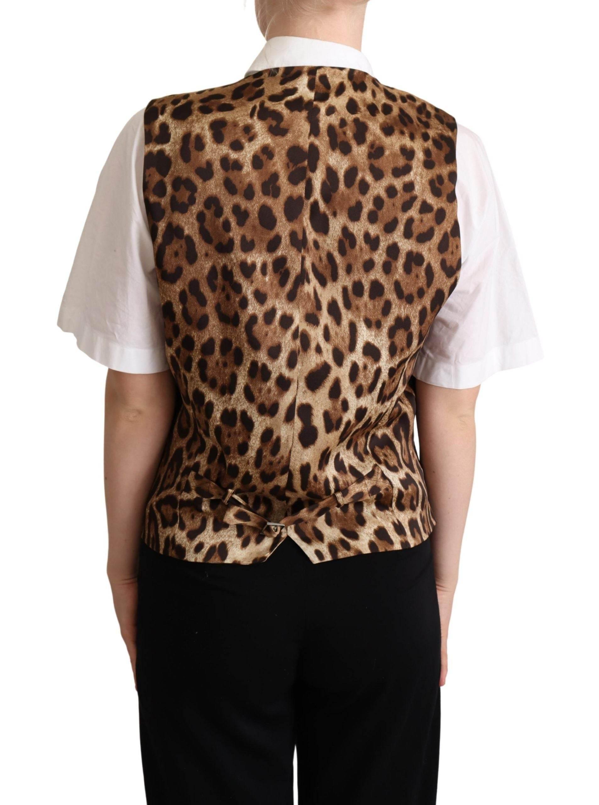 Dolce & Gabbana Elegant Leopard Print Sleeveless Vest - Hilstor