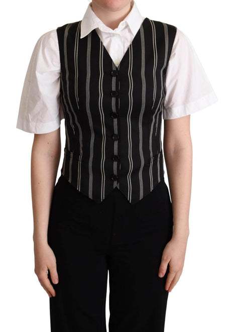 Dolce & Gabbana Chic Black Leopard Print Waistcoat - Hilstor