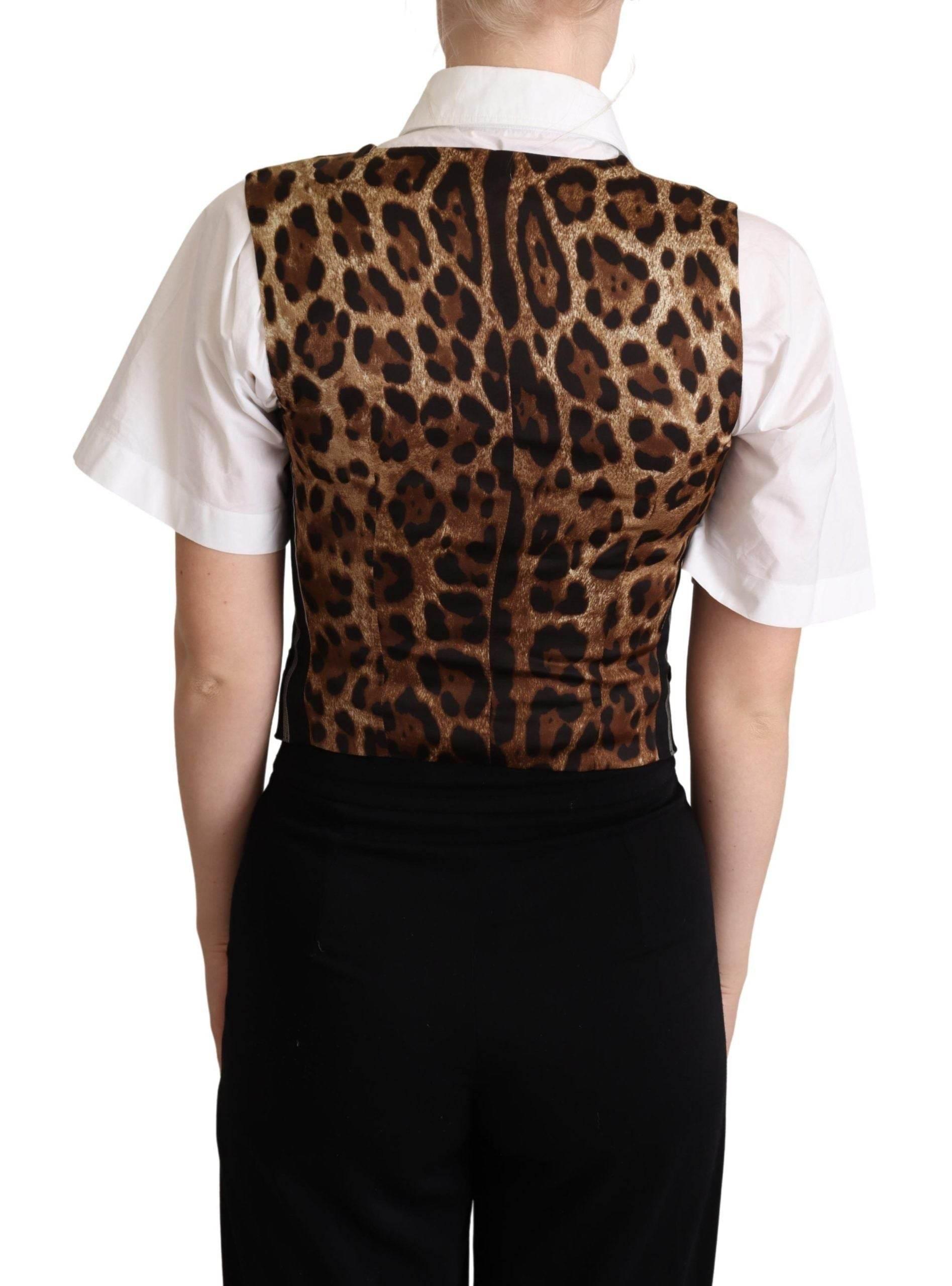 Dolce & Gabbana Chic Black Leopard Print Waistcoat - Hilstor