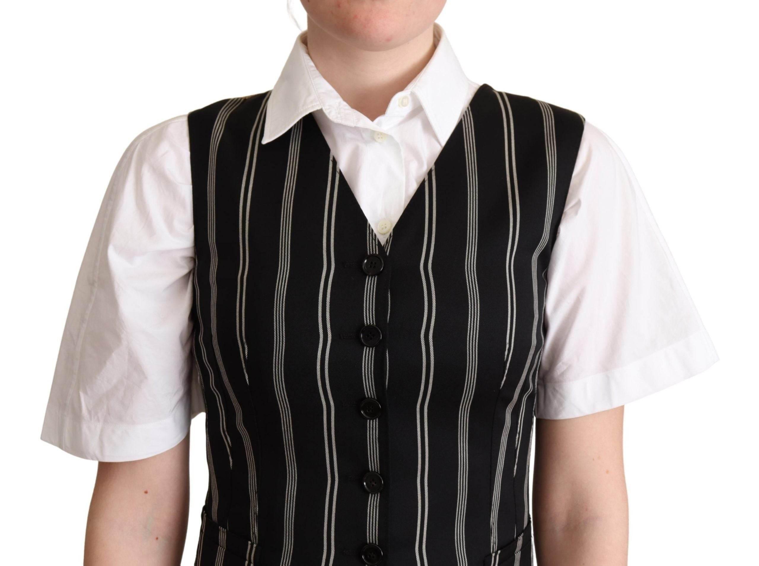 Dolce & Gabbana Chic Black Leopard Print Waistcoat - Hilstor