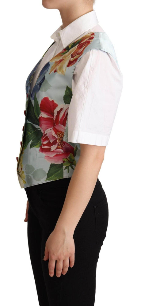 Dolce & Gabbana Elegant Floral Print Silk Waistcoat - Hilstor