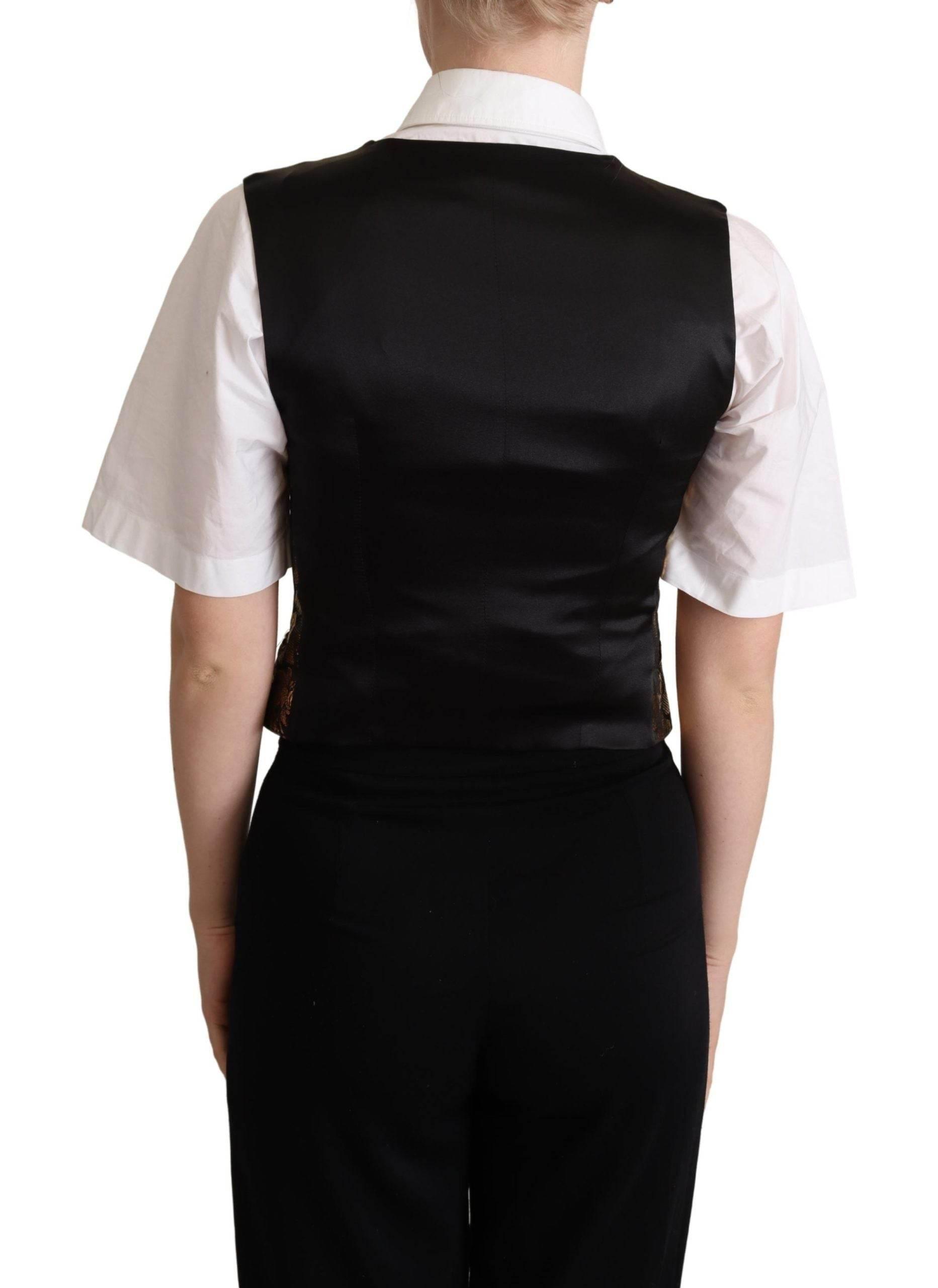 Dolce & Gabbana Elegant Black Jacquard Waistcoat - Hilstor