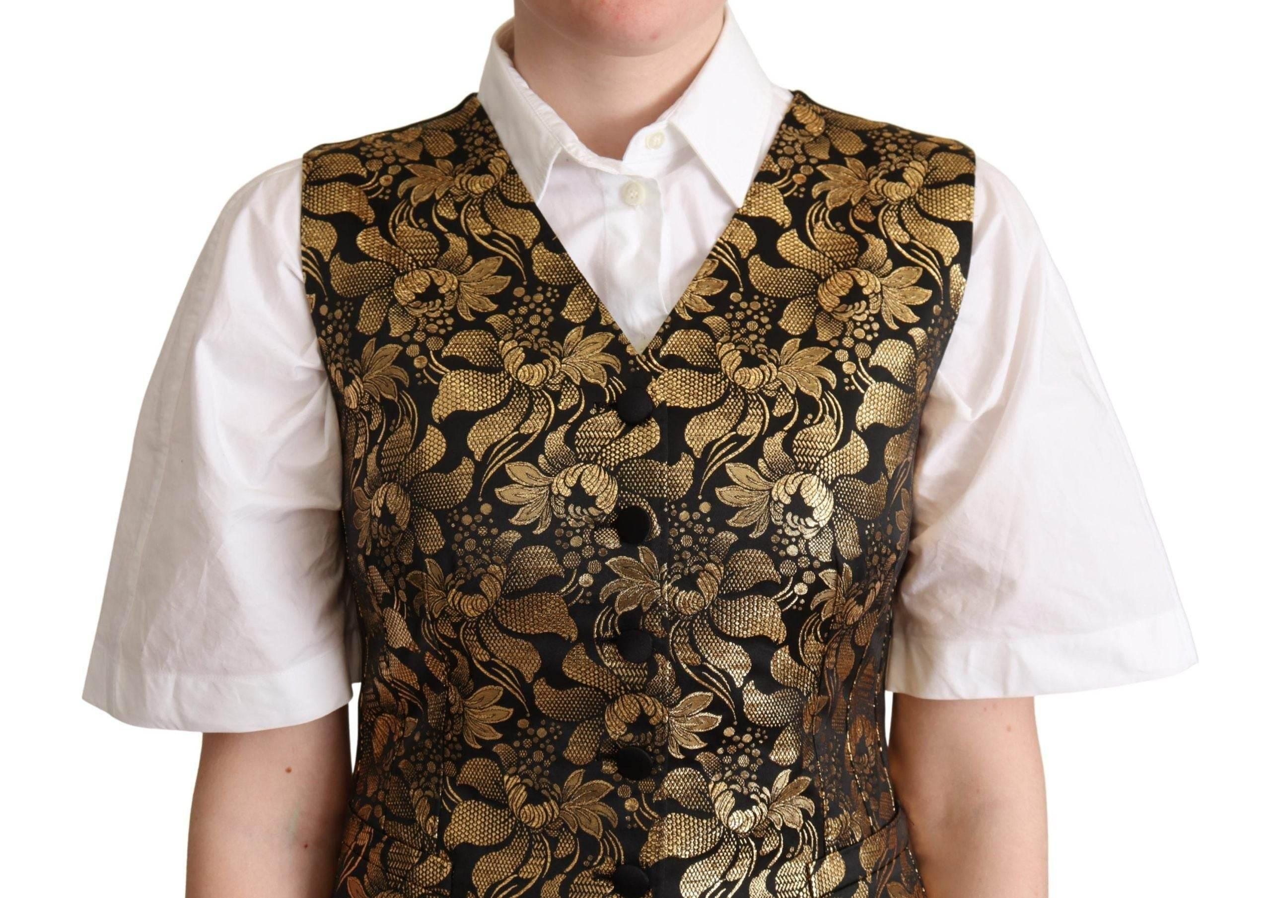 Dolce & Gabbana Elegant Black Jacquard Waistcoat - Hilstor