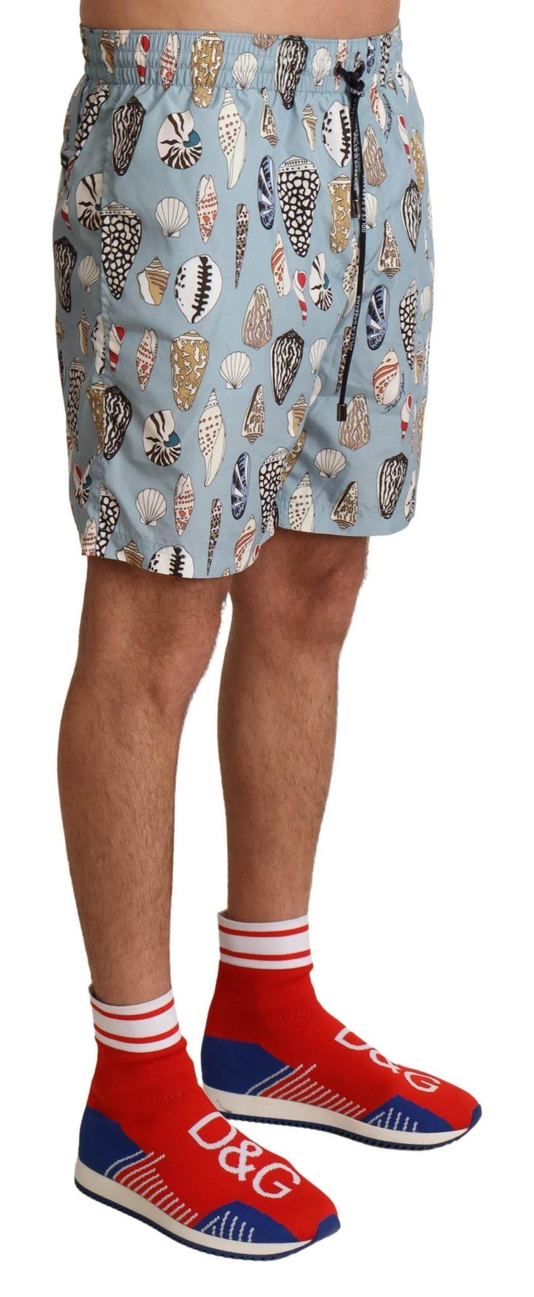 Dolce & Gabbana Blue Seashell Beachwear Swimwear Shorts - Hilstor
