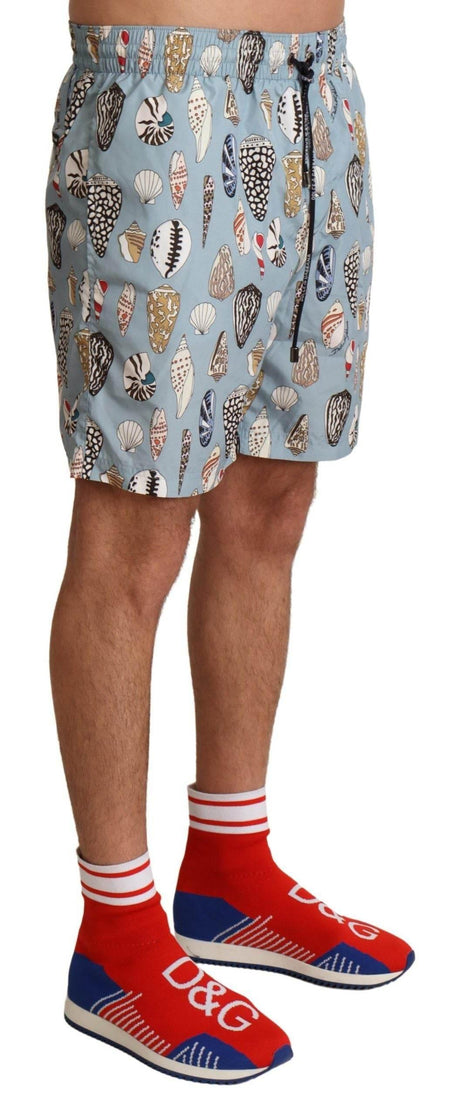 Dolce & Gabbana Blue Seashell Beachwear Swimwear Shorts - Hilstor