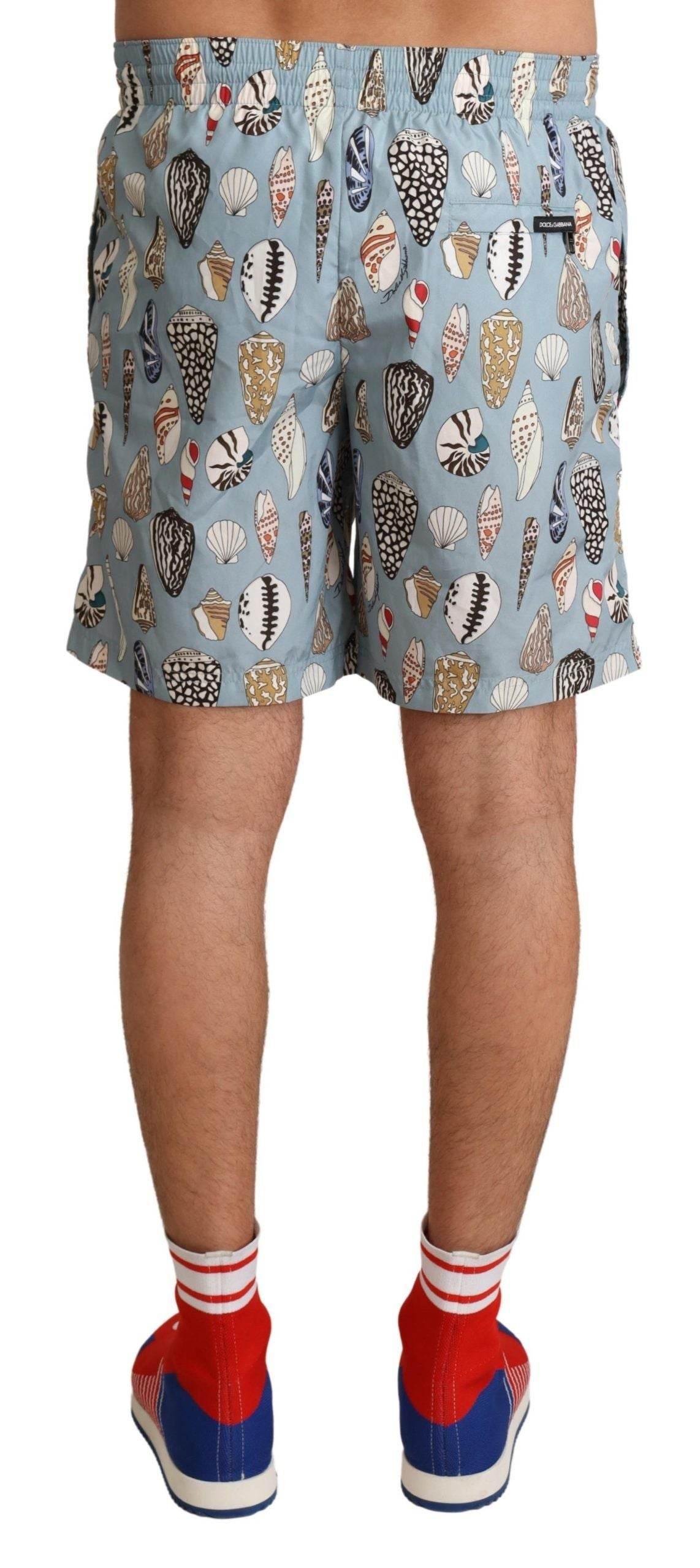 Dolce & Gabbana Blue Seashell Beachwear Swimwear Shorts - Hilstor