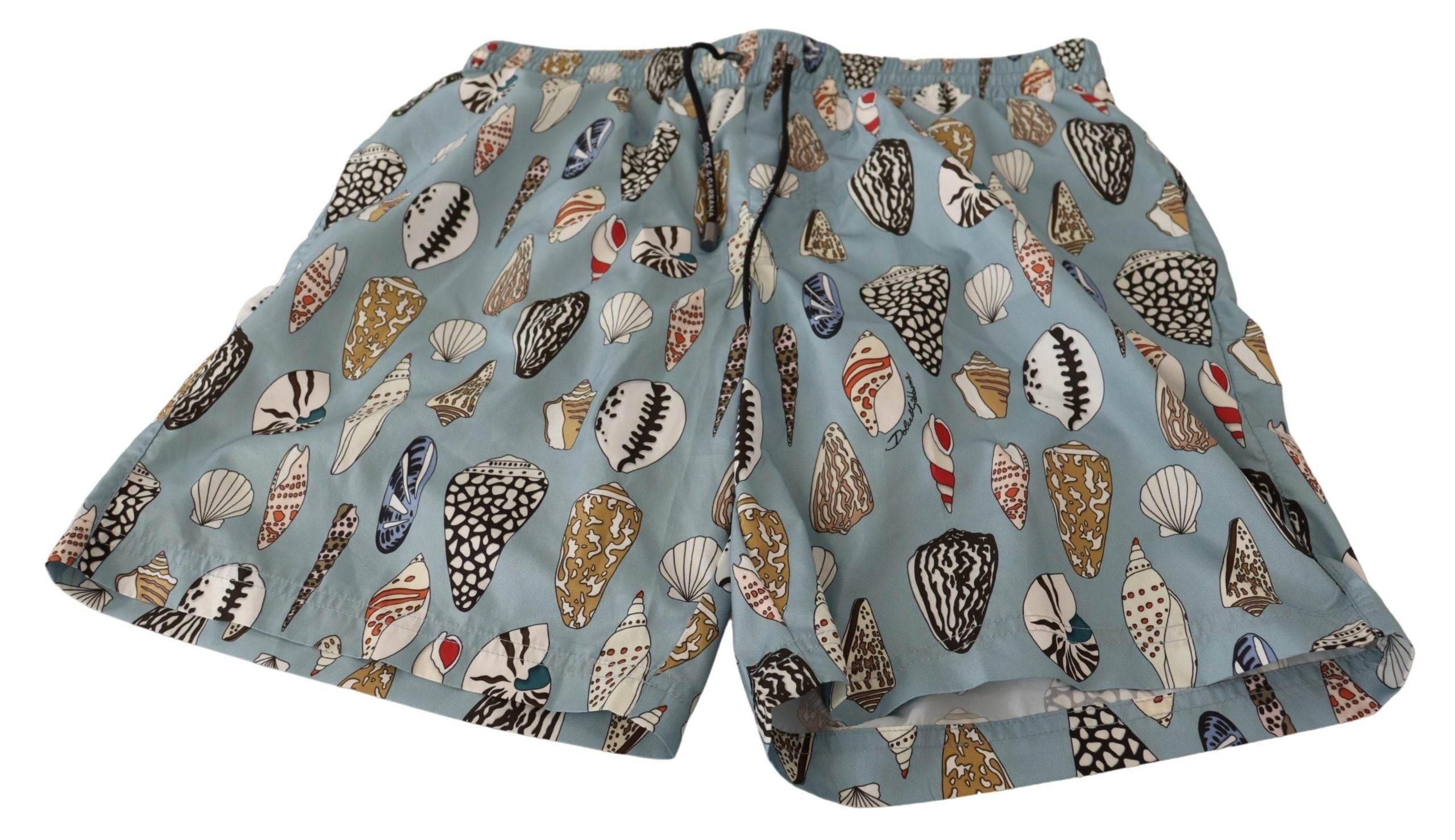 Dolce & Gabbana Blue Seashell Beachwear Swimwear Shorts - Hilstor