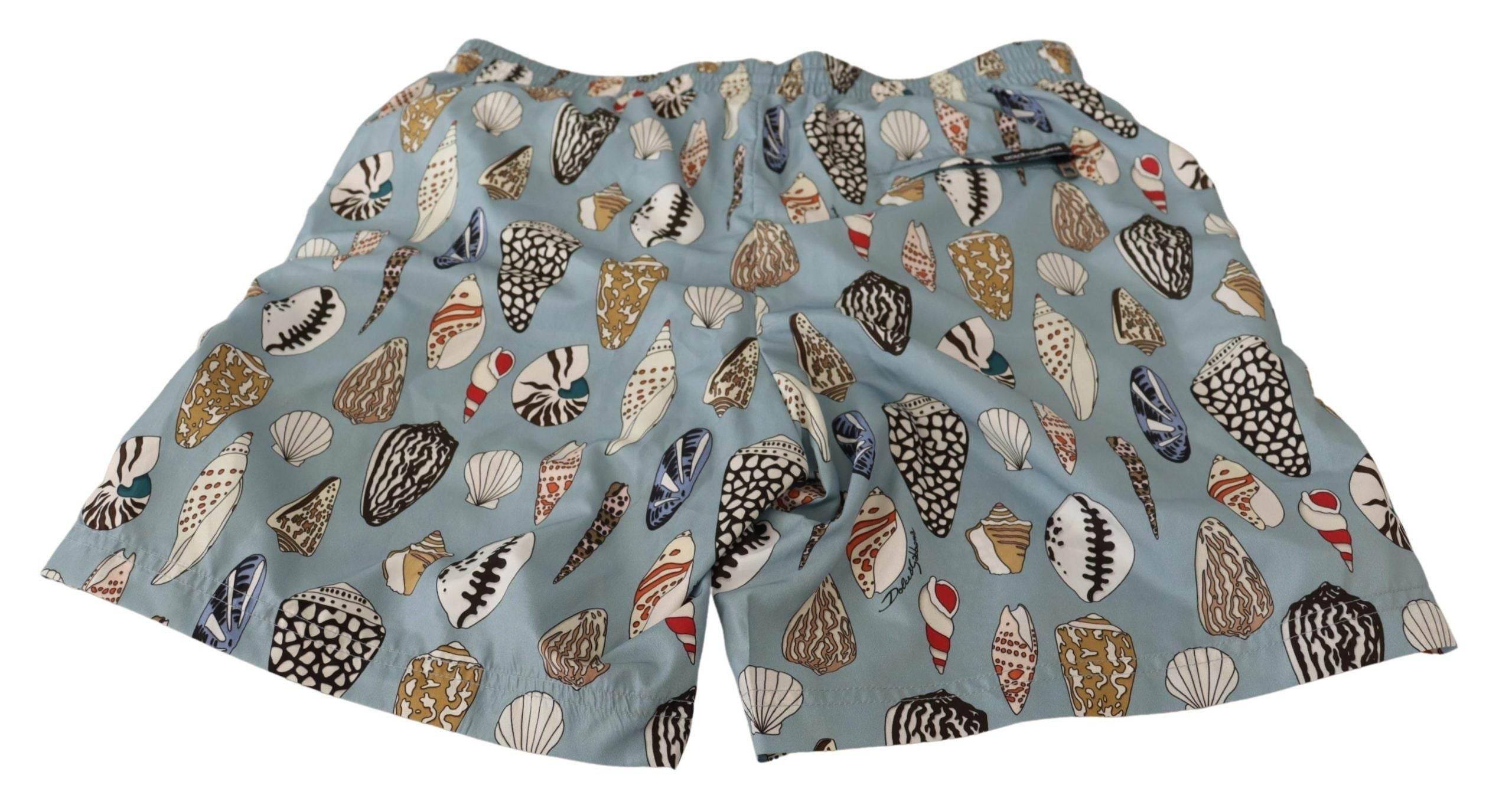Dolce & Gabbana Blue Seashell Beachwear Swimwear Shorts - Hilstor