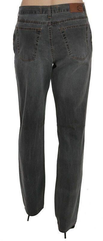 Just Cavalli Gray Washed Mid Waist Straight Denim Pants Jeans - Hilstor