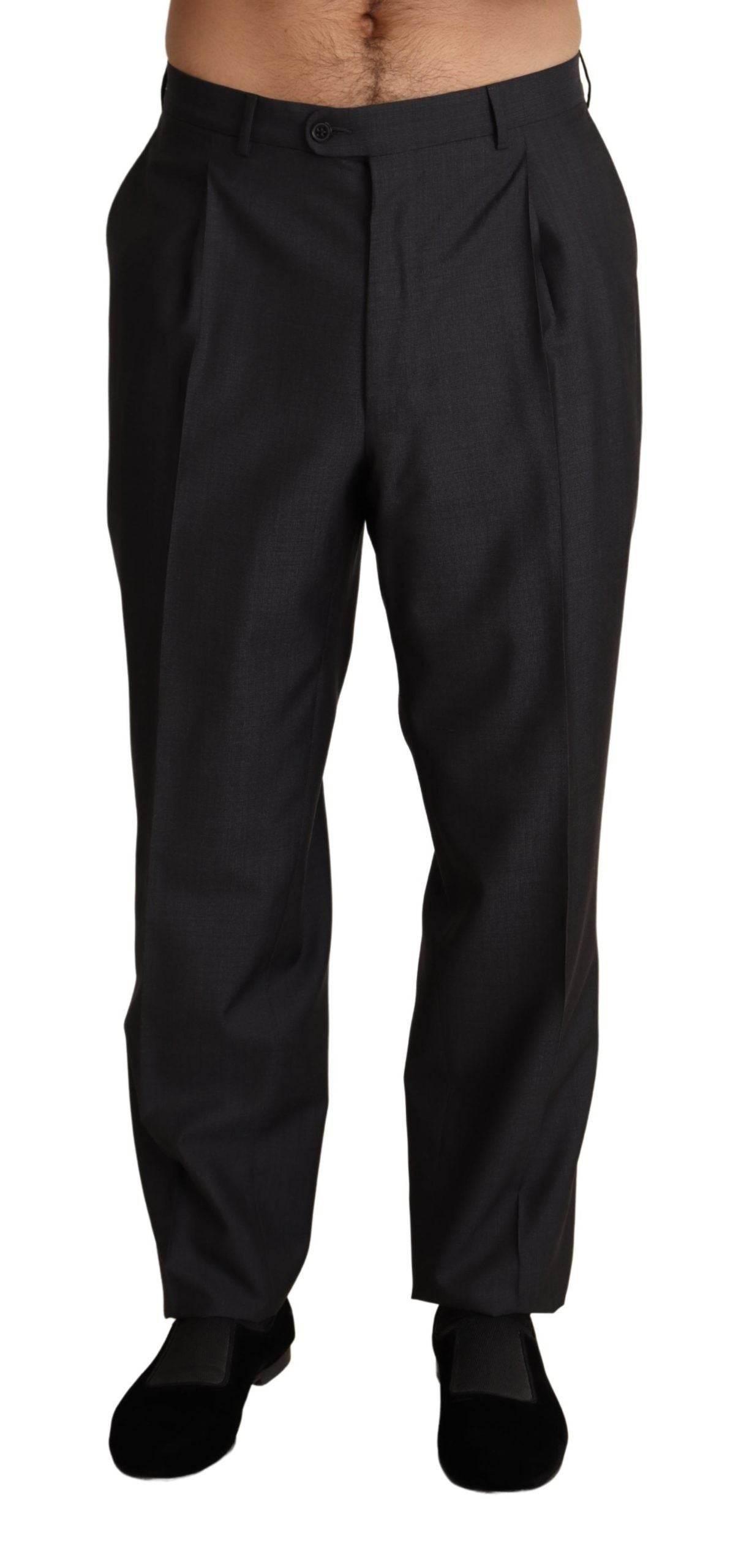 Dolce & Gabbana Gray Wool Blend Formal Trousers Pants - Hilstor