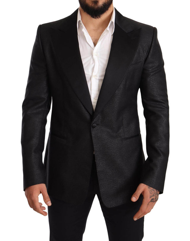 Dolce & Gabbana Black Metallic Slim Jacket Tuxedo Blazer - Hilstor