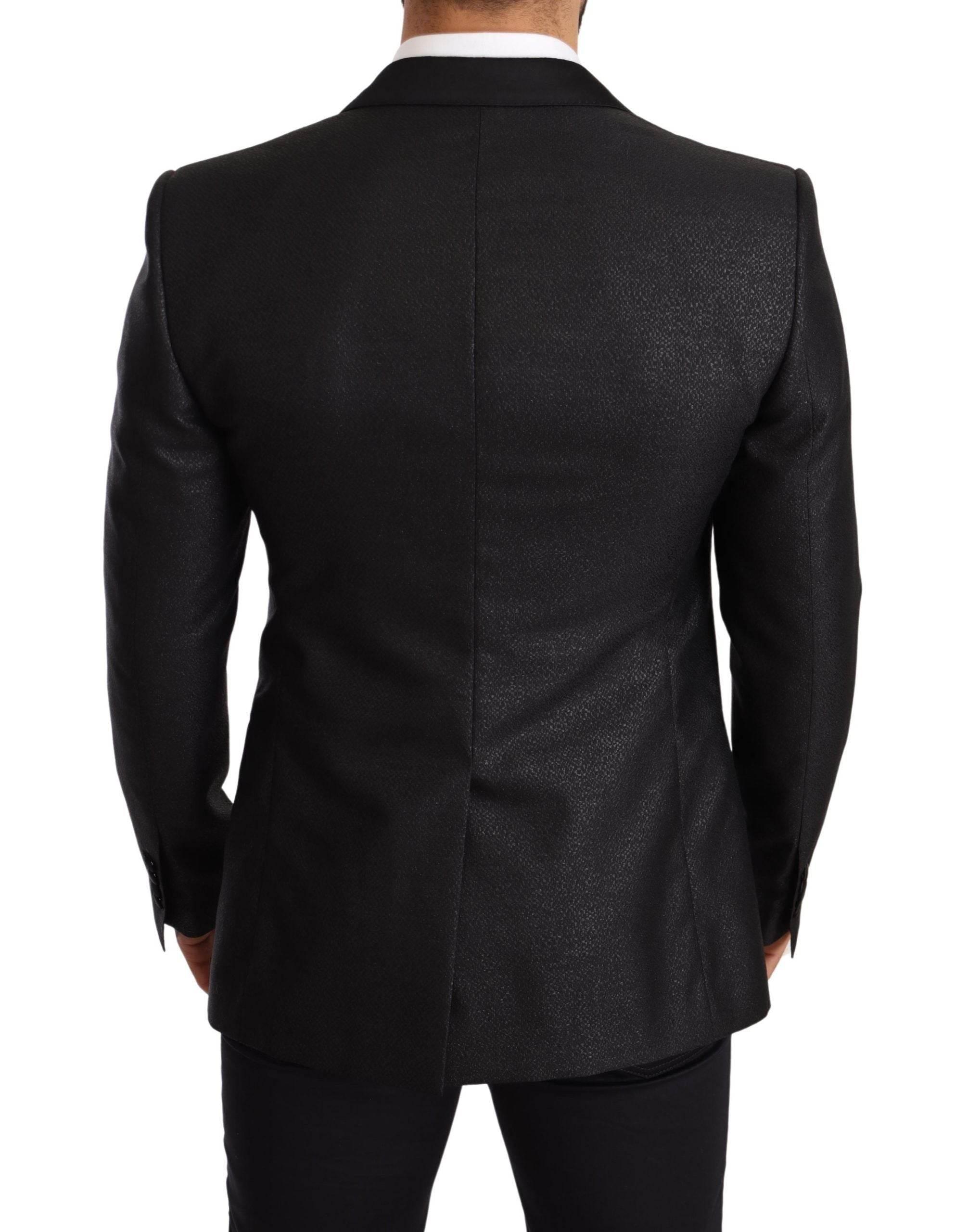 Dolce & Gabbana Black Metallic Slim Jacket Tuxedo Blazer - Hilstor