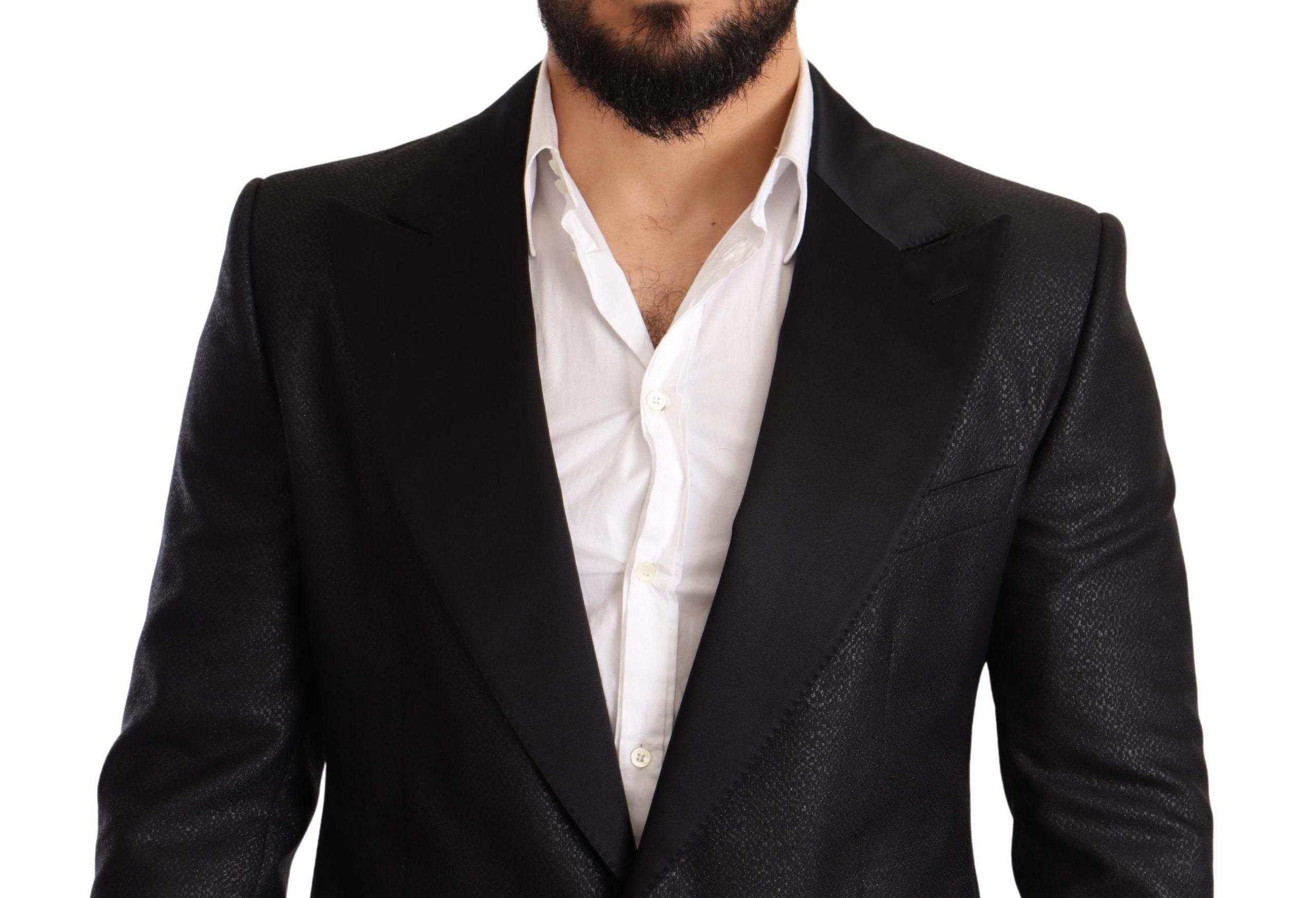 Dolce & Gabbana Black Metallic Slim Jacket Tuxedo Blazer - Hilstor