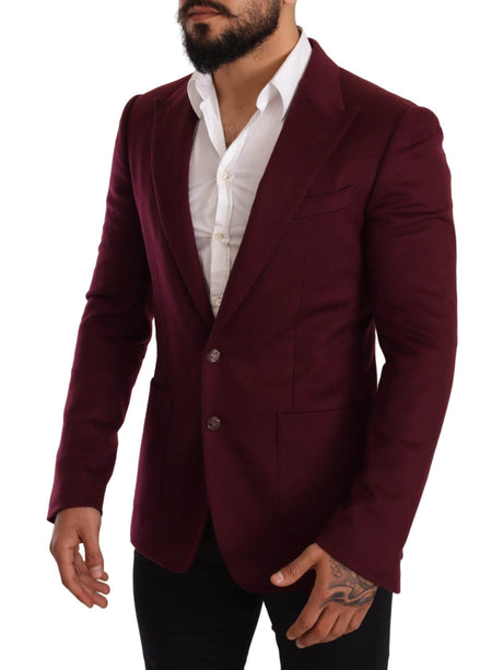 Dolce & Gabbana Maroon Cashmere Slim Fit Coat Jacket Blazer - Hilstor