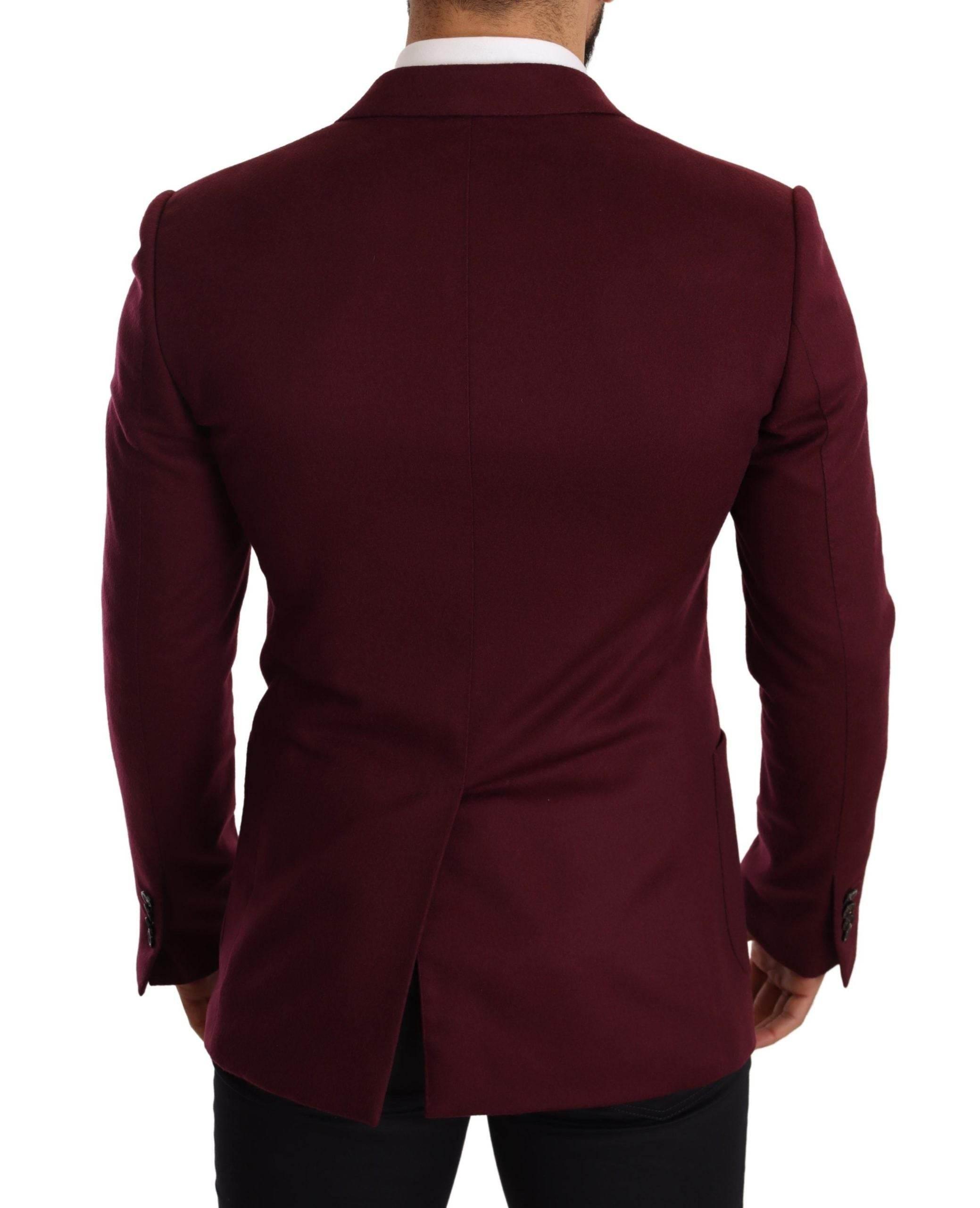 Dolce & Gabbana Maroon Cashmere Slim Fit Coat Jacket Blazer - Hilstor