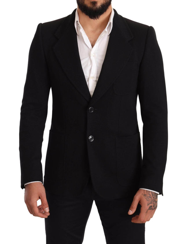 Dolce & Gabbana Black Cotton Slim Fit Coat Jacket Blazer - Hilstor