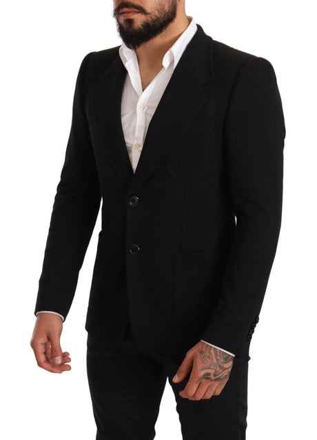 Dolce & Gabbana Black Cotton Slim Fit Coat Jacket Blazer - Hilstor