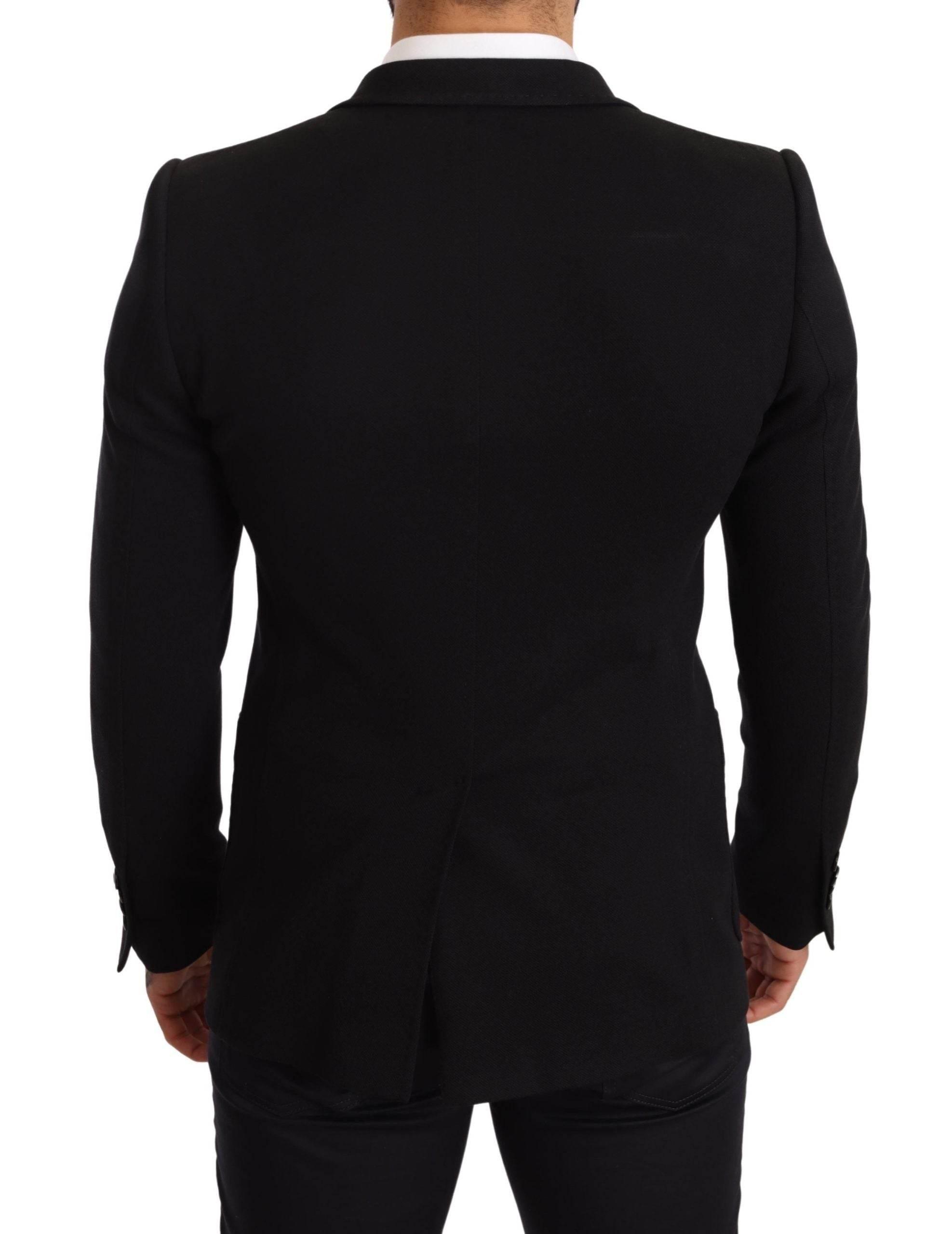 Dolce & Gabbana Black Cotton Slim Fit Coat Jacket Blazer - Hilstor