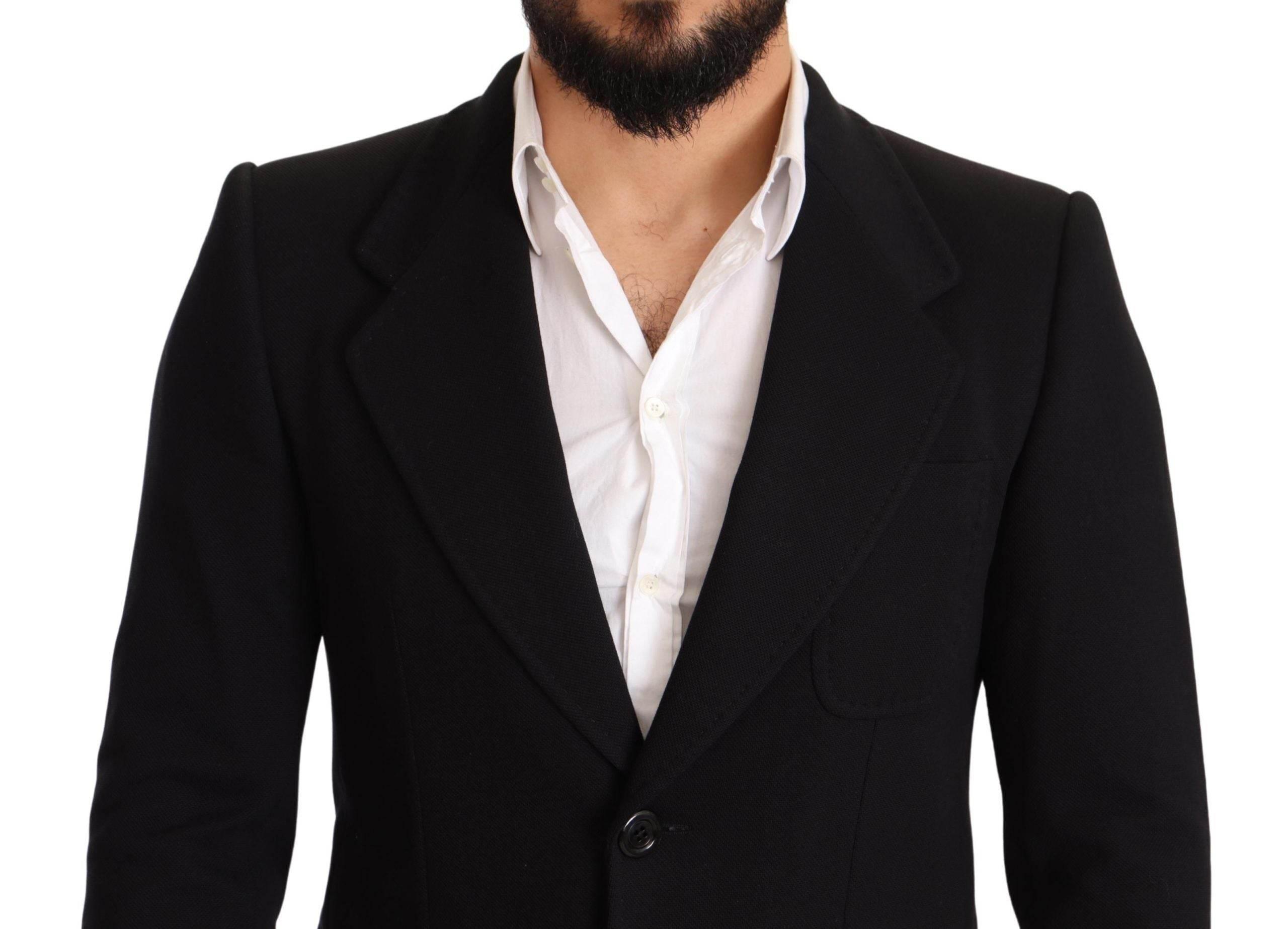 Dolce & Gabbana Black Cotton Slim Fit Coat Jacket Blazer - Hilstor