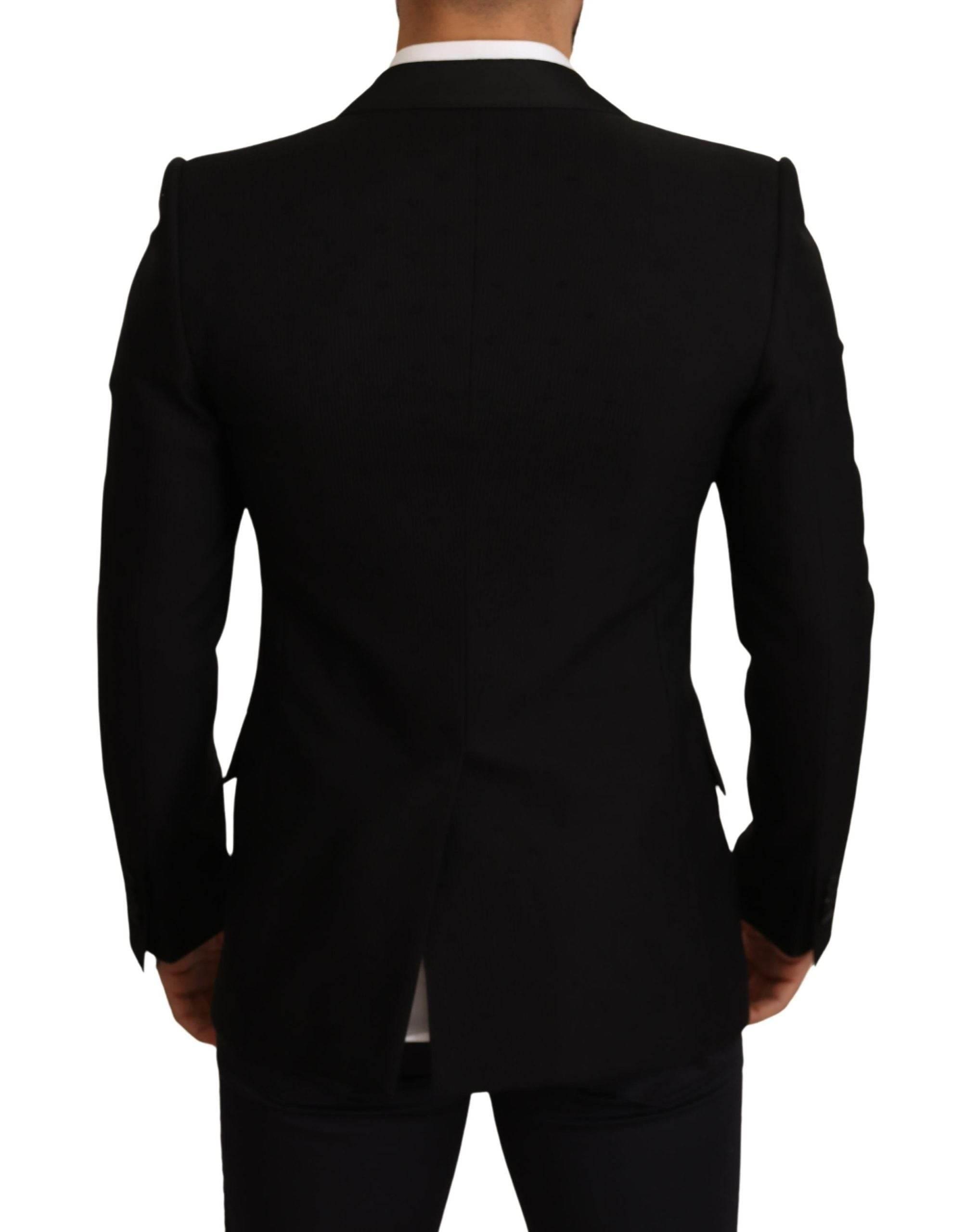 Dolce & Gabbana Black Wool Slim Fit Coat Blazer Jacket - Hilstor