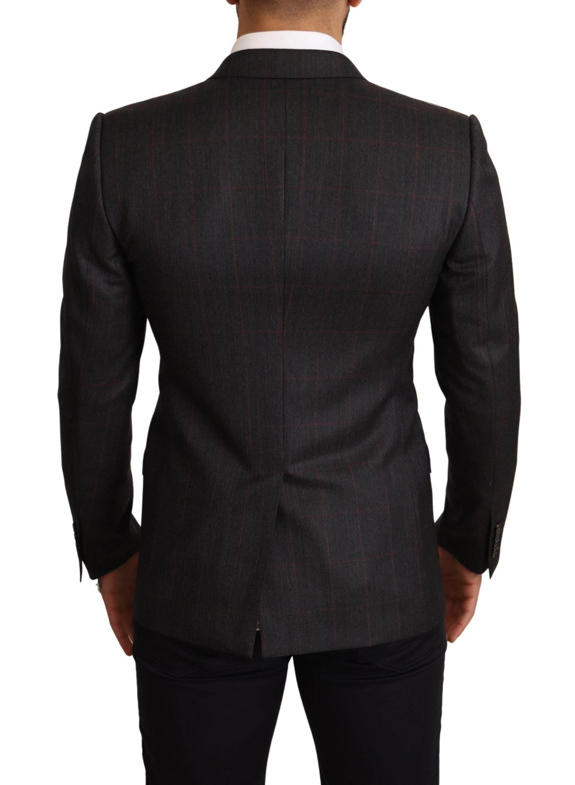 Dolce & Gabbana Gray Check Wool Slim Fit Blazer Jacket - Hilstor