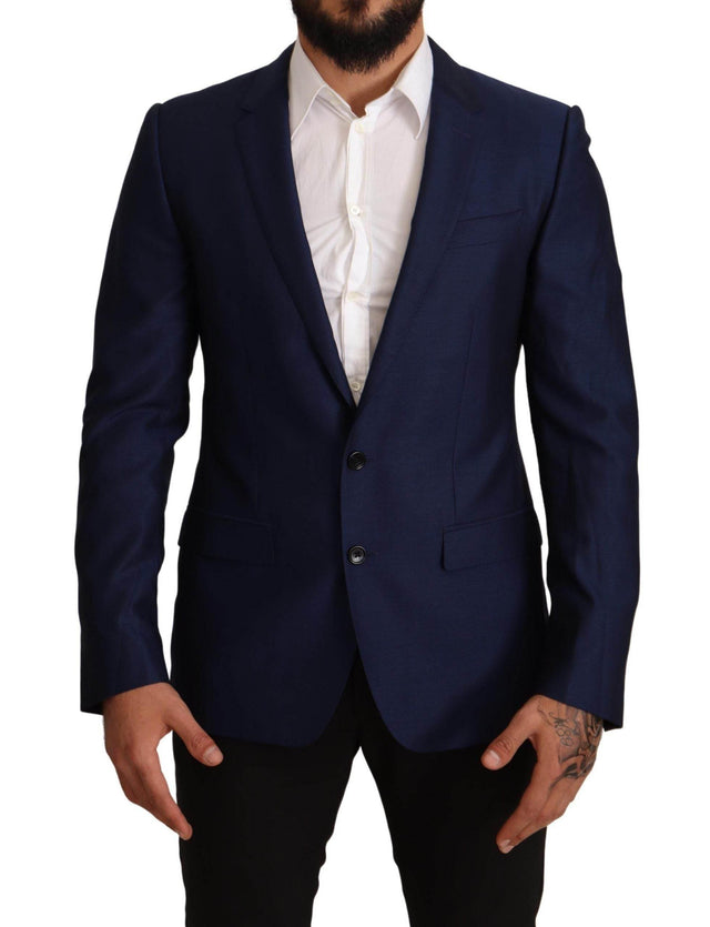 Dolce & Gabbana Navy Blue Virgin Wool Martini Blazer - Hilstor