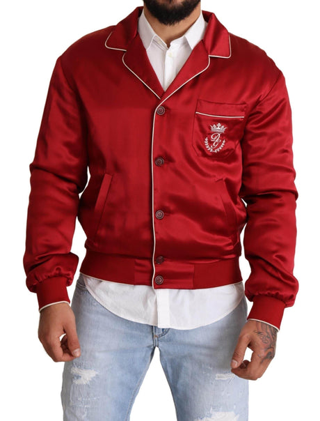 Dolce & Gabbana Sumptuous Silk Red Bomber Jacket - Hilstor