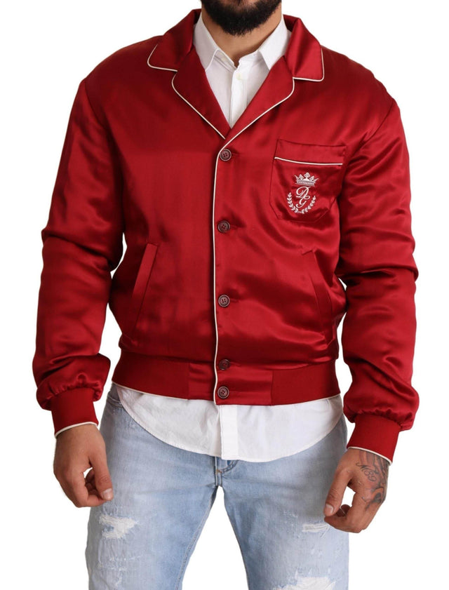 Dolce & Gabbana Sumptuous Silk Red Bomber Jacket - Hilstor