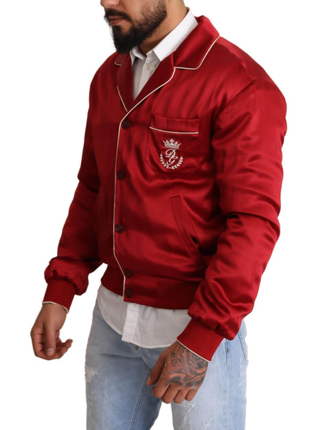 Dolce & Gabbana Sumptuous Silk Red Bomber Jacket - Hilstor