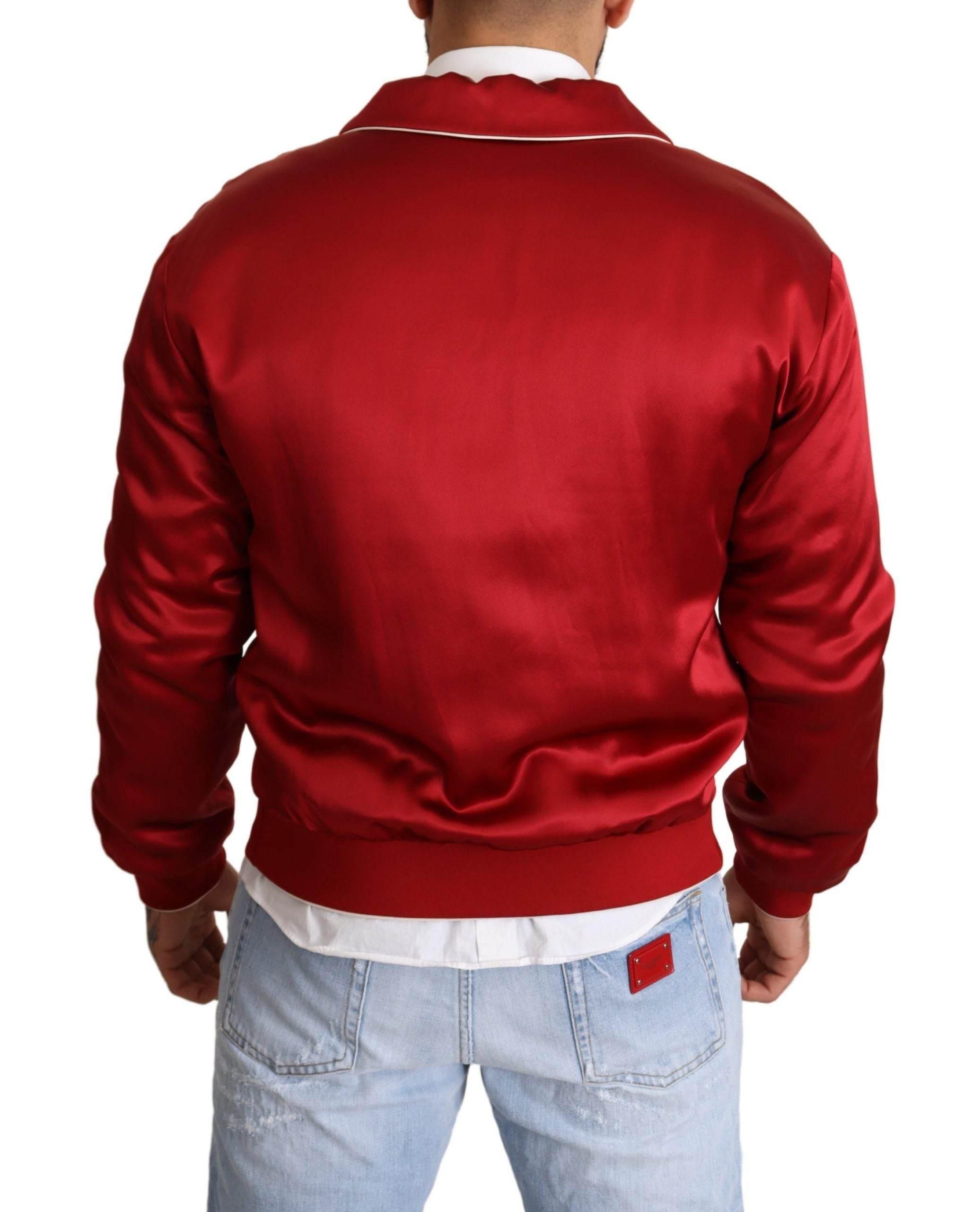 Dolce & Gabbana Sumptuous Silk Red Bomber Jacket - Hilstor
