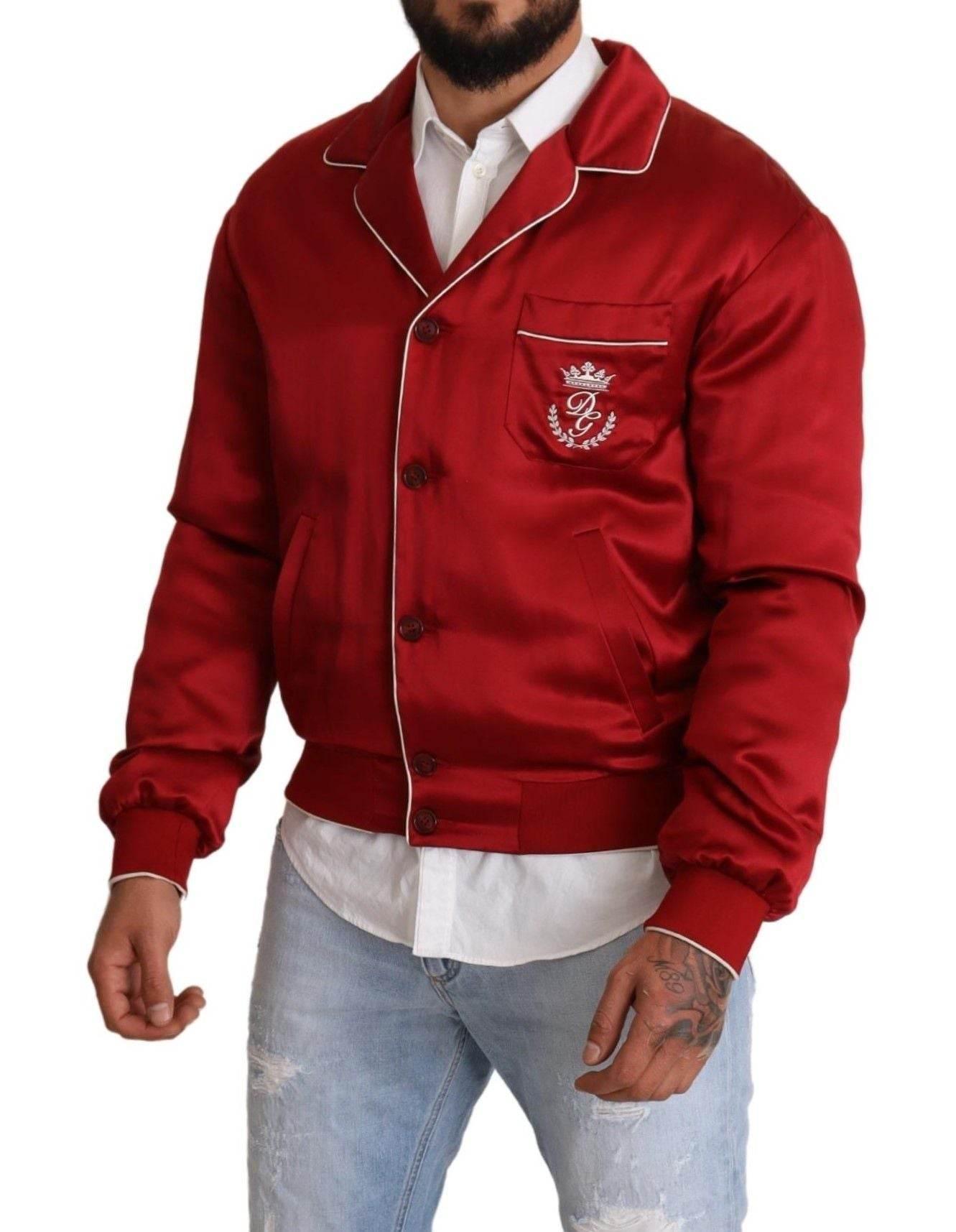 Dolce & Gabbana Sumptuous Silk Red Bomber Jacket - Hilstor