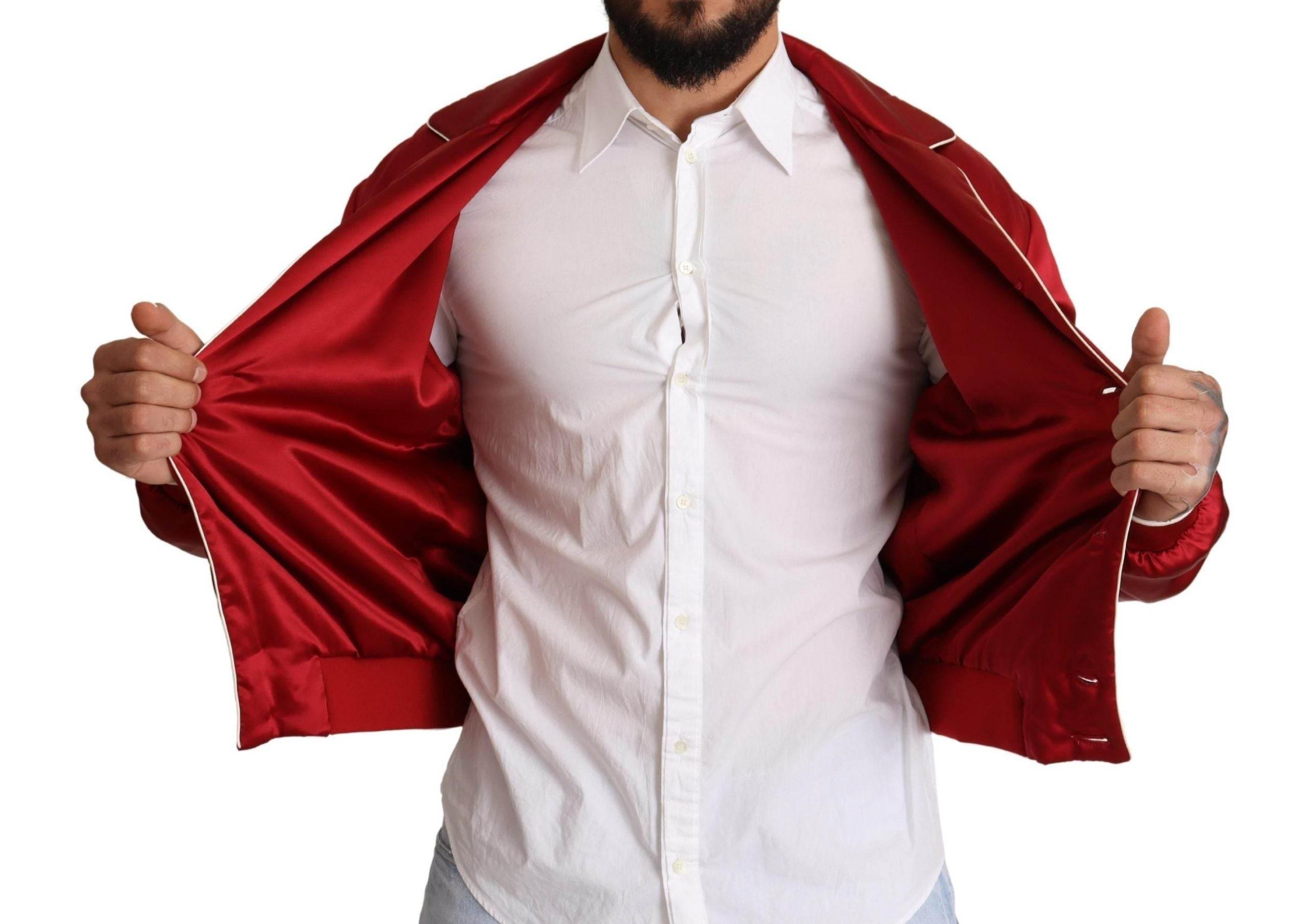 Dolce & Gabbana Sumptuous Silk Red Bomber Jacket - Hilstor