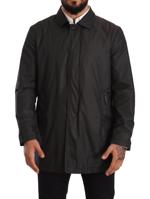 Dolce & Gabbana Black Polyester Mens Trench Coat Jacket - Hilstor