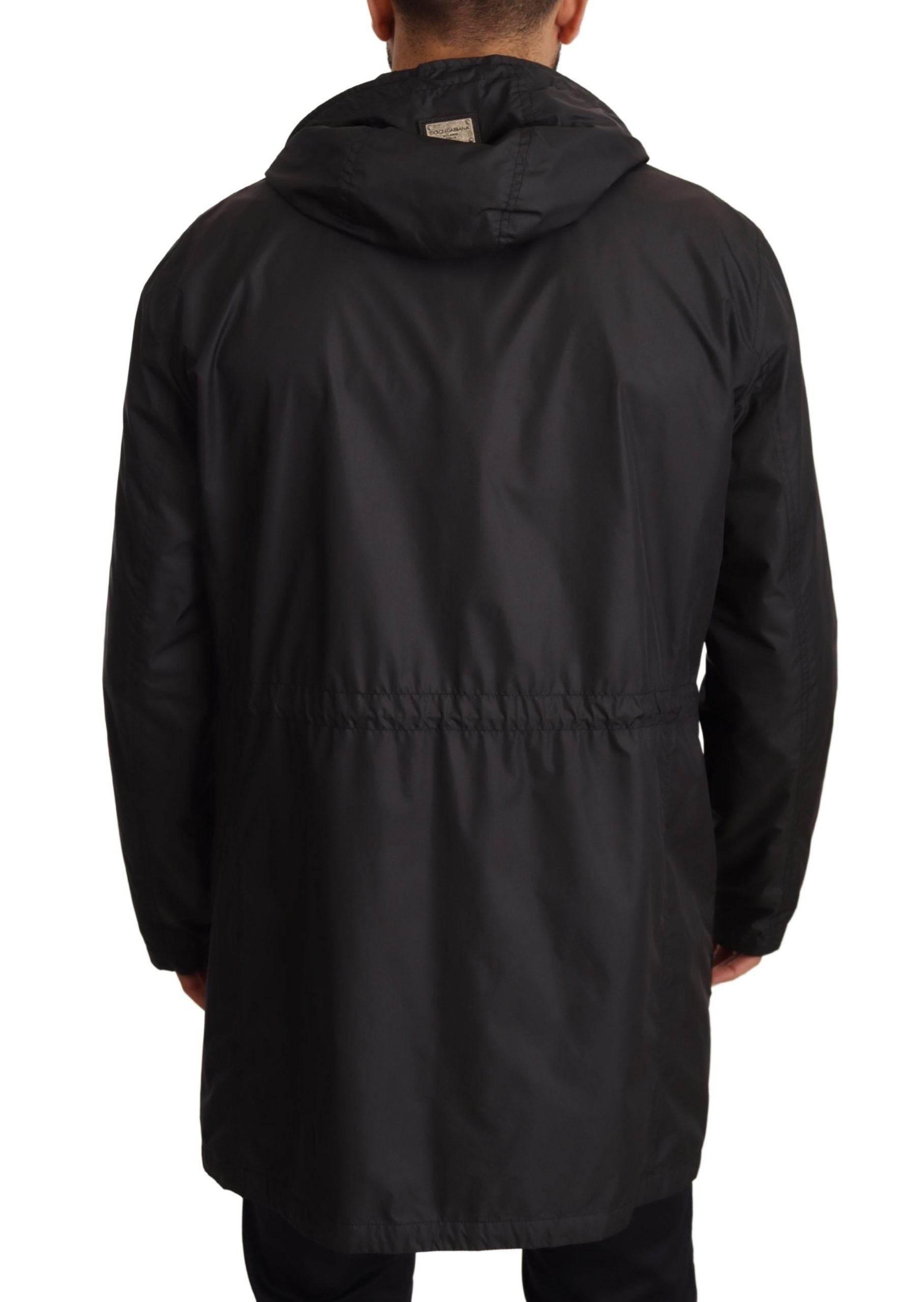 Dolce & Gabbana Black Hooded Mens Trench Coat Jacket - Hilstor