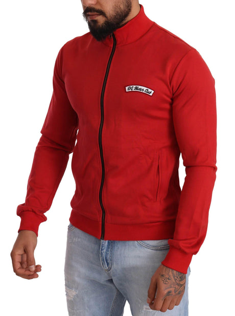 Dolce & Gabbana Elegant Red Full Zip Sweater with DG Motor Club Motif - Hilstor
