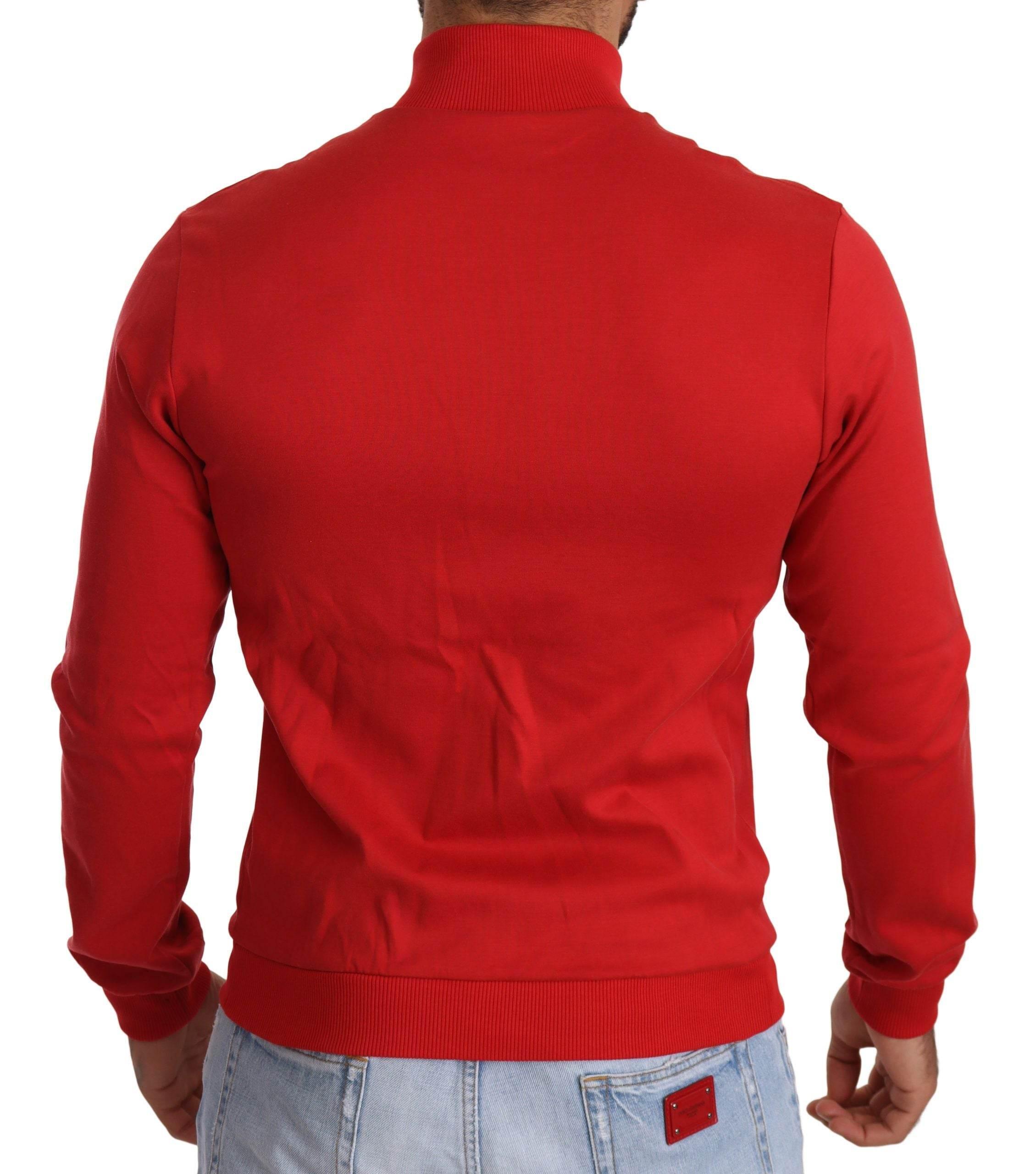 Dolce & Gabbana Elegant Red Full Zip Sweater with DG Motor Club Motif - Hilstor