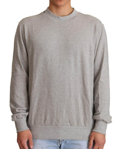 Dolce & Gabbana Gray Cotton Crewneck Pullover Sweater - Hilstor