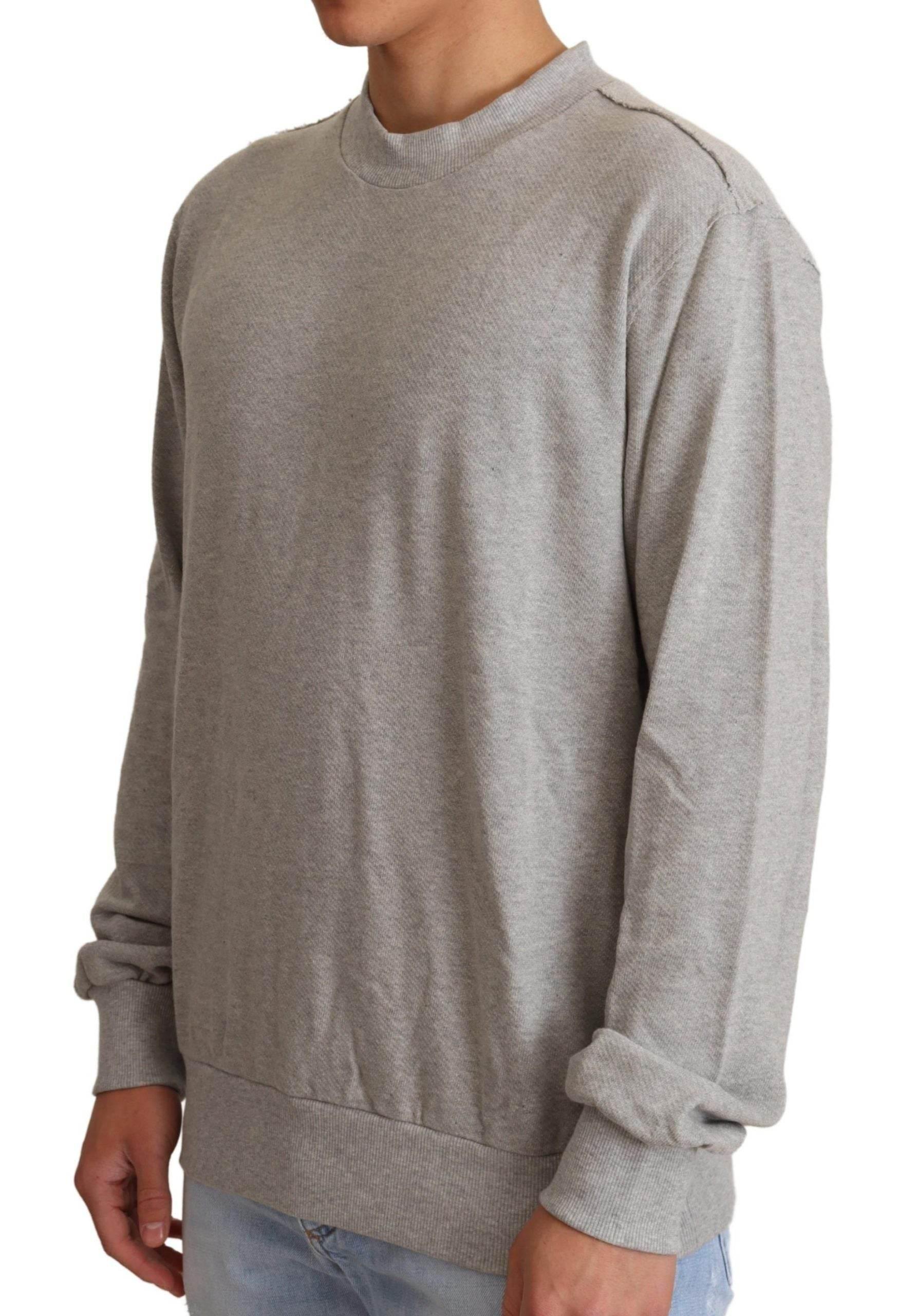 Dolce & Gabbana Gray Cotton Crewneck Pullover Sweater - Hilstor