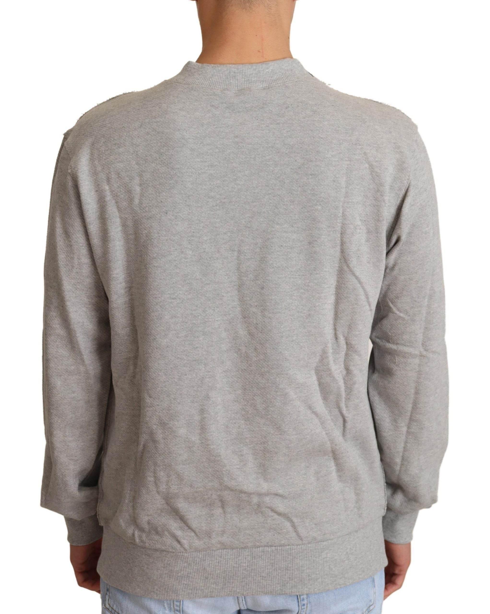 Dolce & Gabbana Gray Cotton Crewneck Pullover Sweater - Hilstor