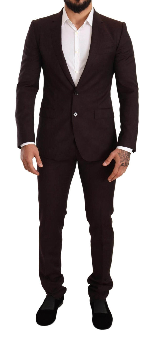 Dolce & Gabbana Bordeaux Wool MARTINI Slim Fit Suit - Hilstor