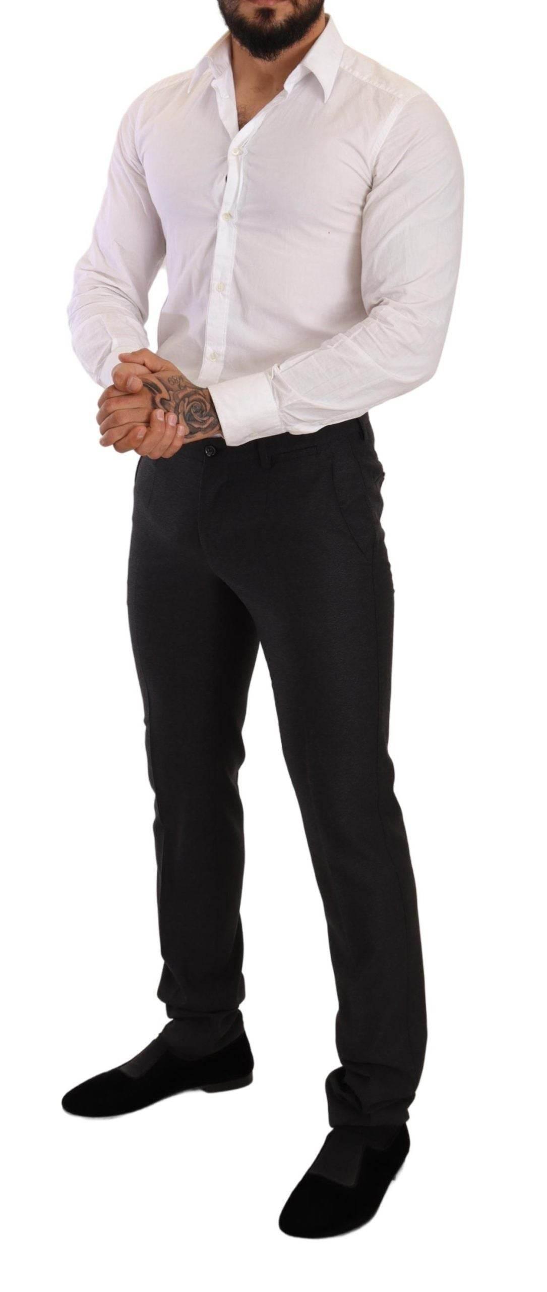 Dolce & Gabbana Gray Wool MARTINI Slim Fit Set Suit - Hilstor