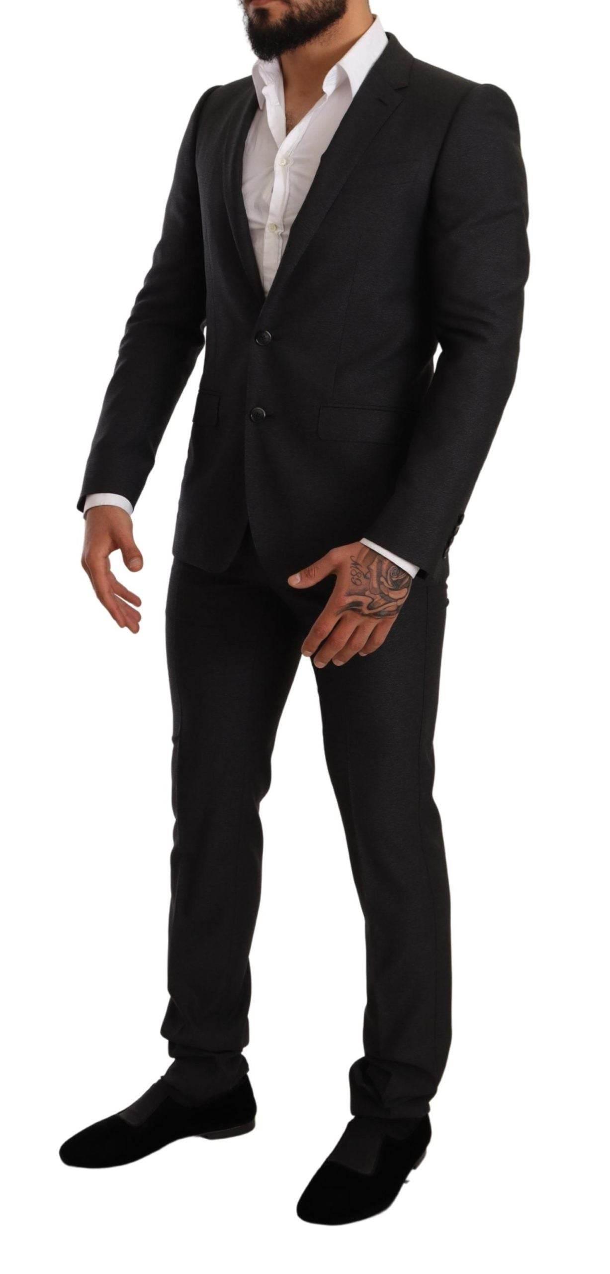 Dolce & Gabbana Gray Wool MARTINI Slim Fit Set Suit - Hilstor