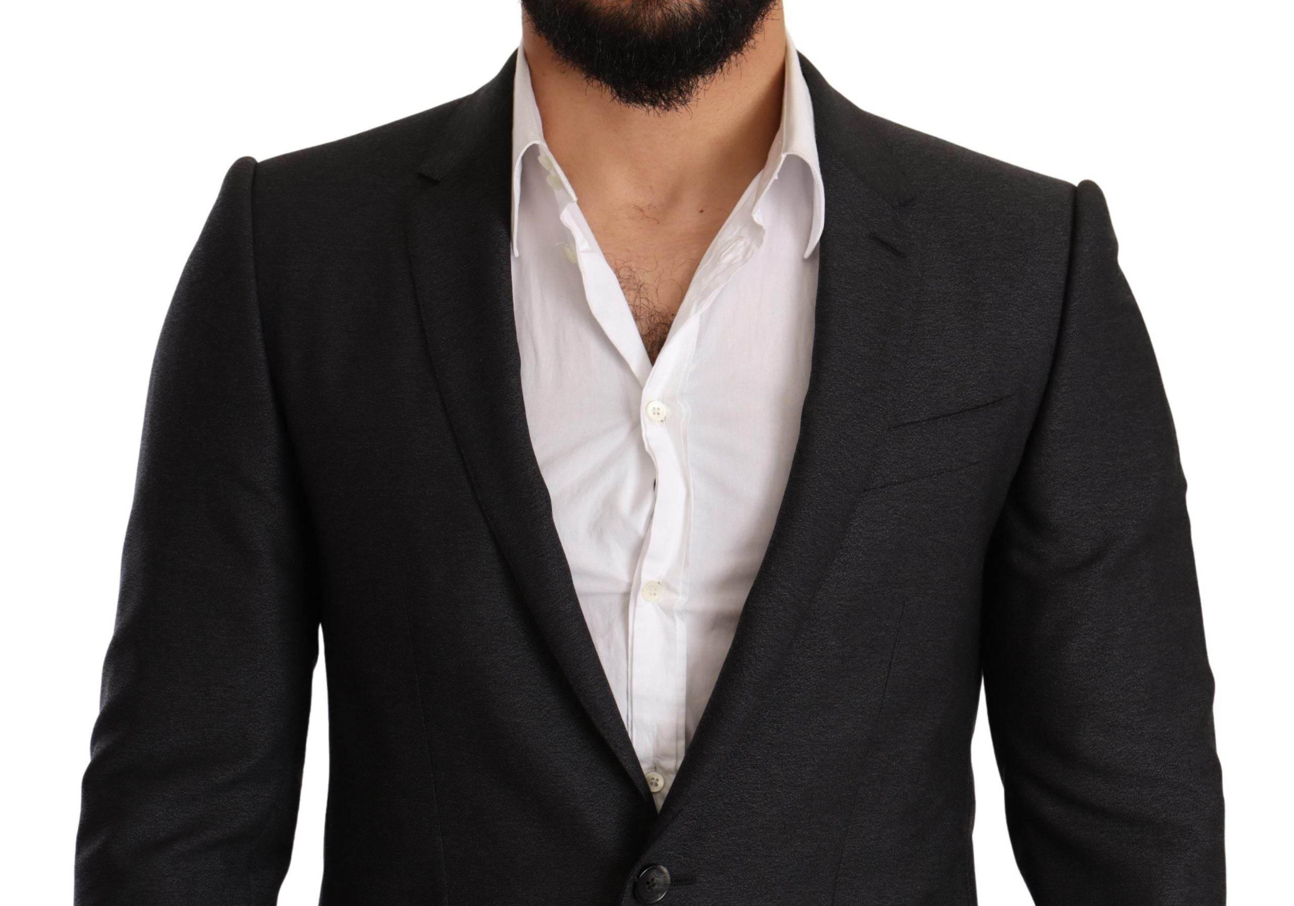 Dolce & Gabbana Gray Wool MARTINI Slim Fit Set Suit - Hilstor