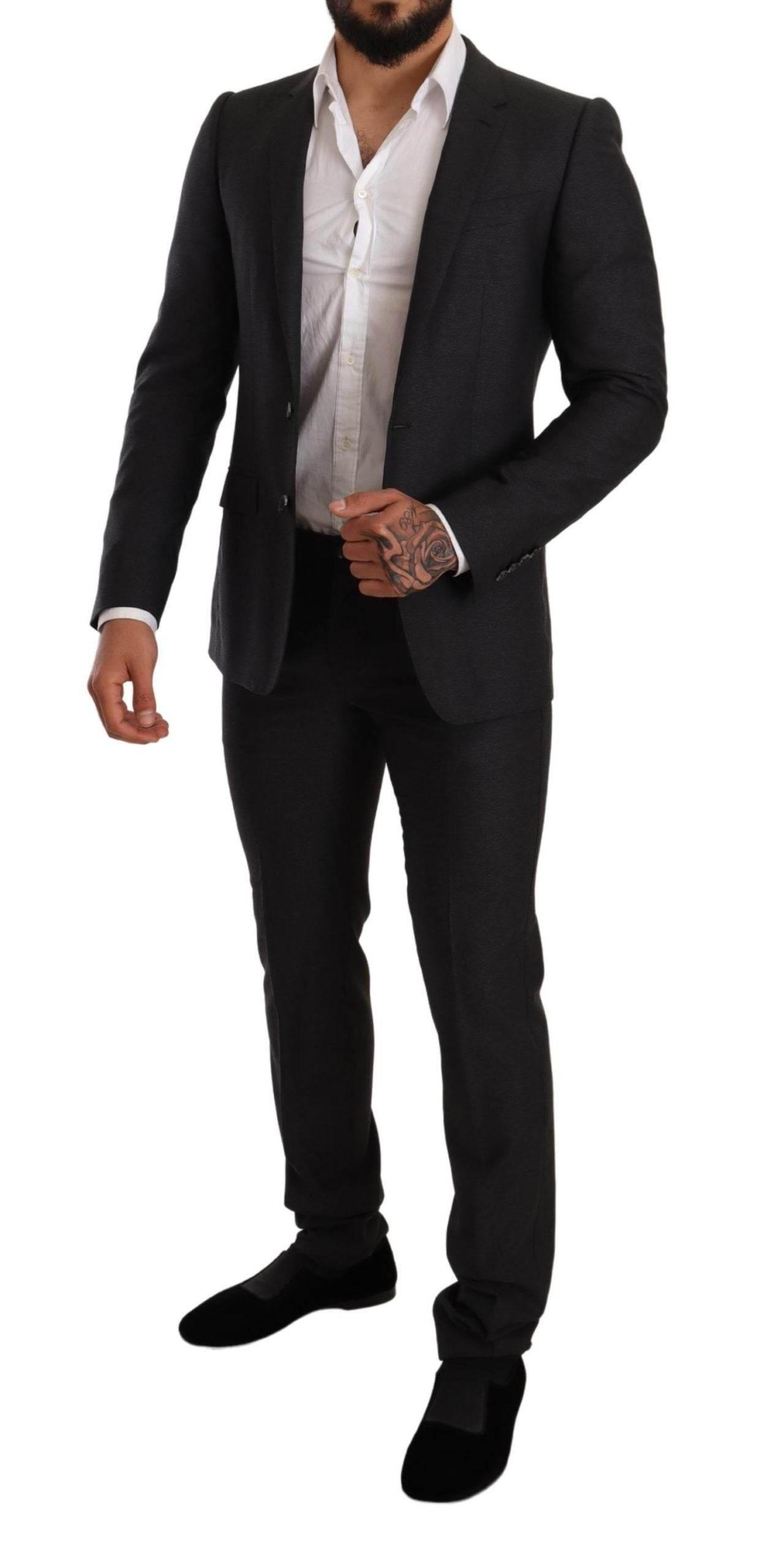 Dolce & Gabbana Gray Wool MARTINI Slim Fit Set Suit - Hilstor