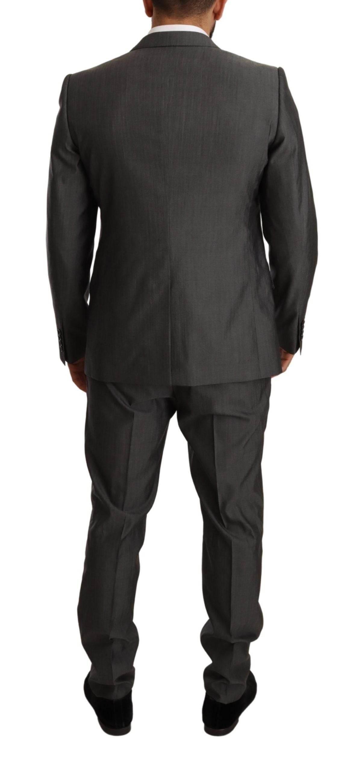 Dolce & Gabbana Gray Metallic MARTINI Slim Fit Set Suit - Hilstor